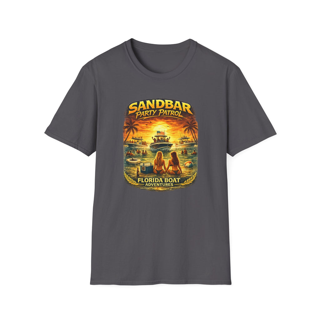 Sandbar Party Patrol Tee | Funny Florida Boating & Boat Party Shirt for Men | Gildan 6400 T-Shirt