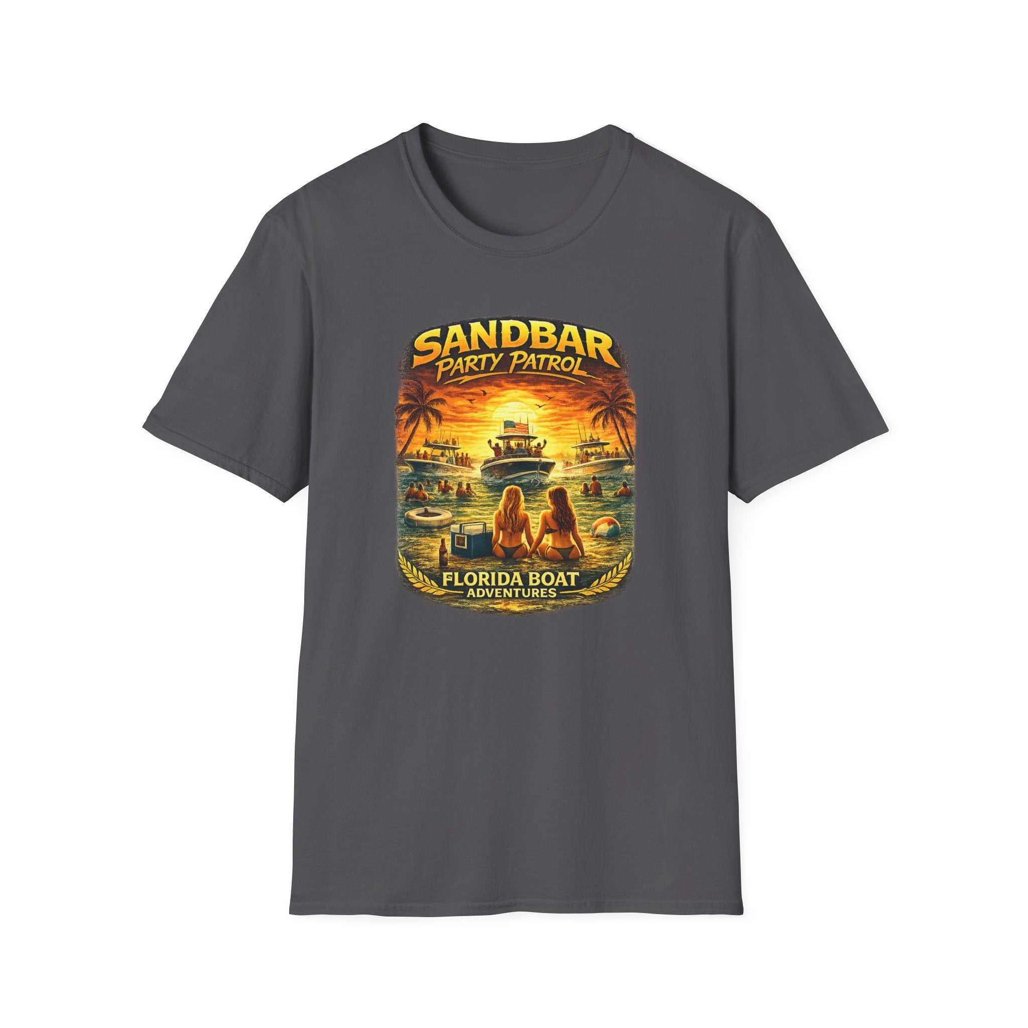 Sandbar Party Patrol Tee | Funny Florida Boating & Boat Party Shirt for Men | Gildan 6400 T-Shirt