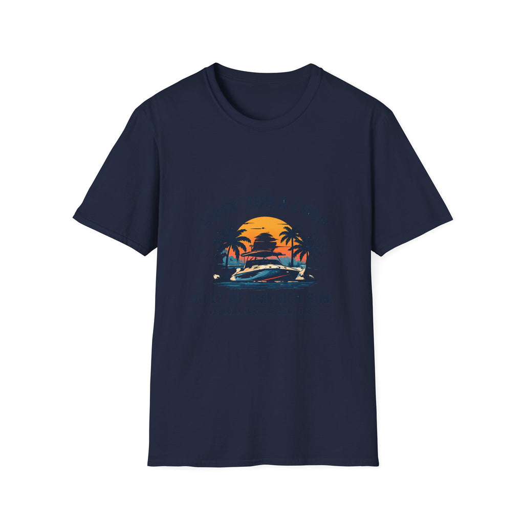 Livin' For A Livin' Tee | Gulf of America Girl | Florida Boat Adventures Boating Shirt for Women | Gildan 6400 T-Shirt