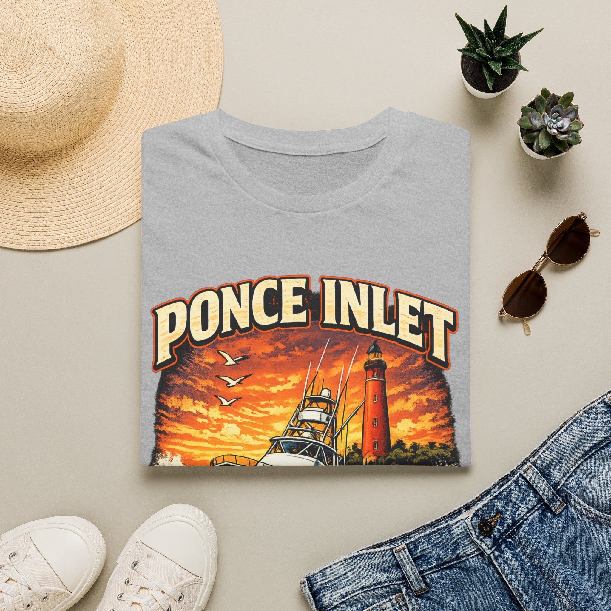 Ponce Inlet Respect the Tide Tee | Daytona Beach & New Smyrna Boating Shirt for Men | Gildan 6400 Florida T-Shirt