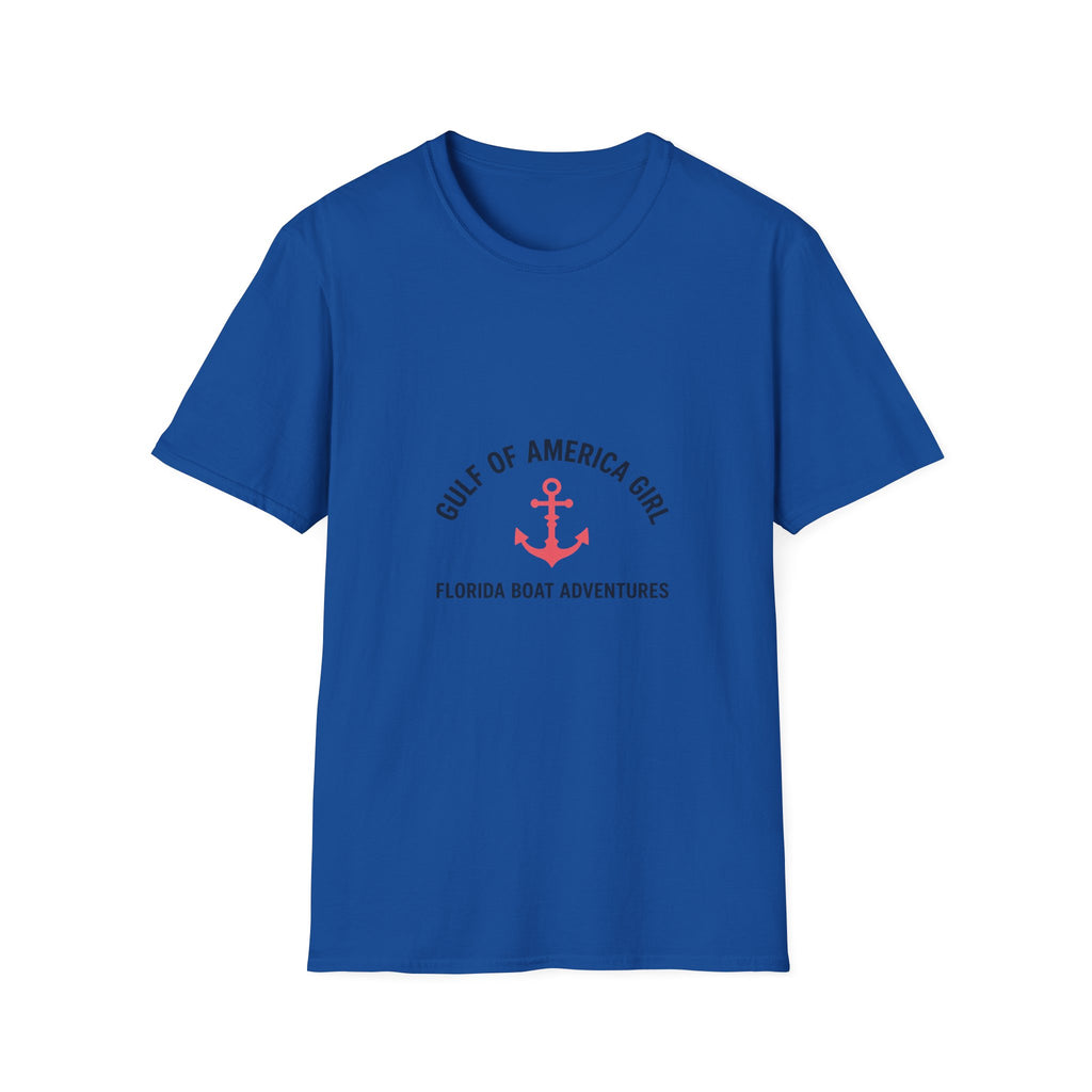 Gulf of America Girl Anchor Tee | Florida Boat Adventures Boating Shirt for Women | Gildan 6400 T-Shirt