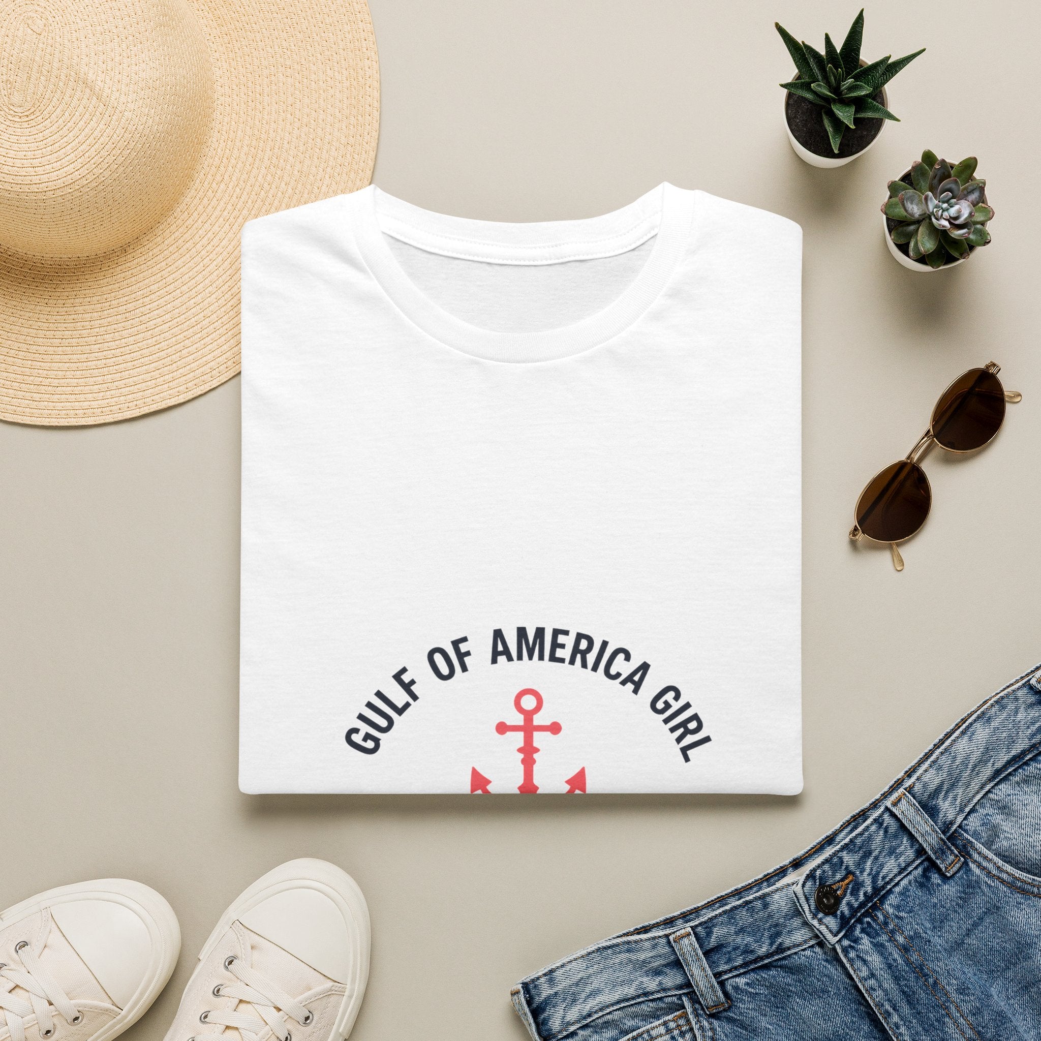 Gulf of America Girl Anchor Tee | Florida Boat Adventures Boating Shirt for Women | Gildan 6400 T-Shirt