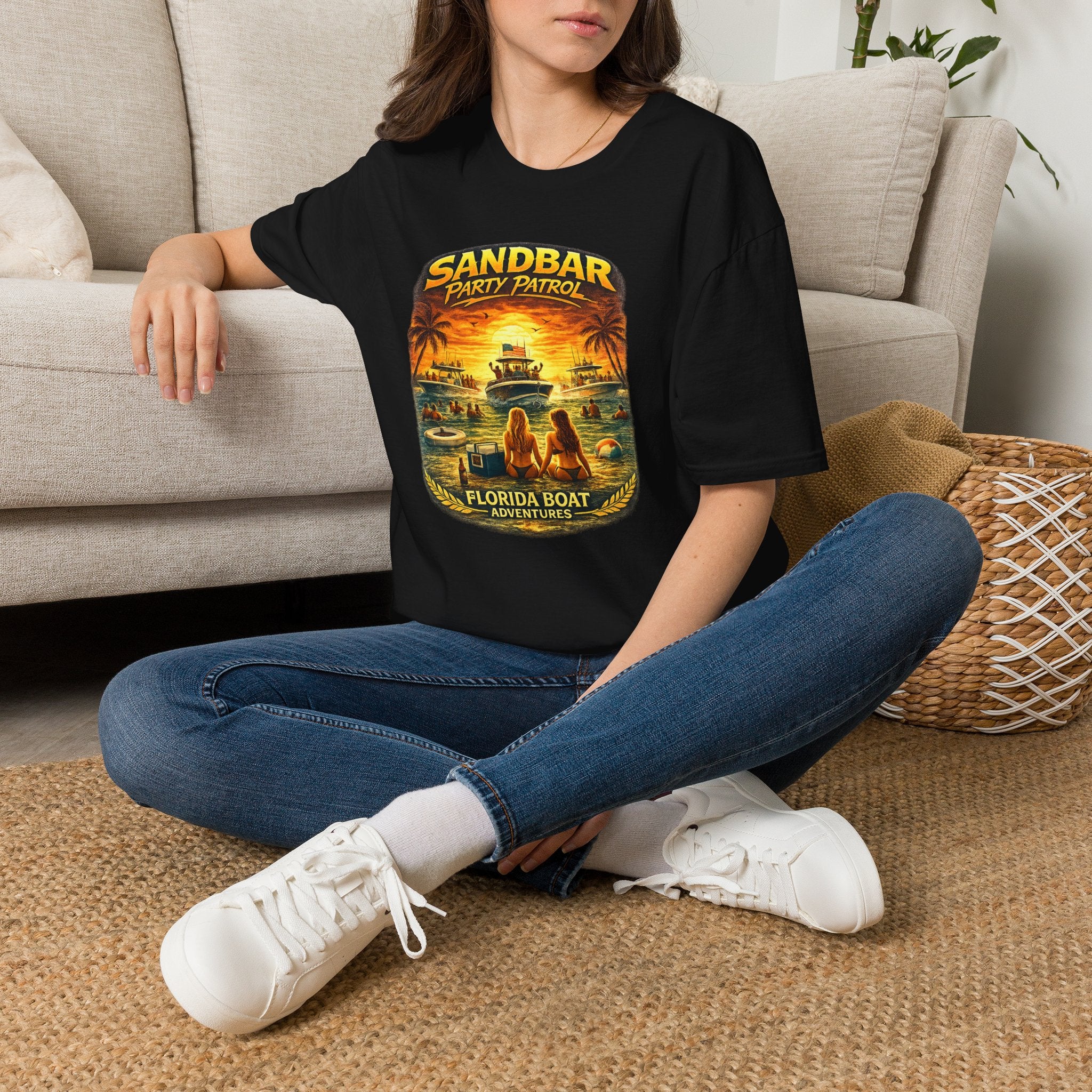 Sandbar Party Patrol Tee | Funny Florida Boating & Boat Party Shirt for Men | Gildan 6400 T-Shirt