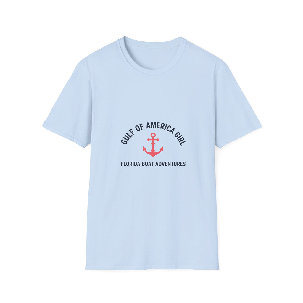 Gulf of America Girl Anchor Tee | Florida Boat Adventures Boating Shirt for Women | Gildan 6400 T-Shirt