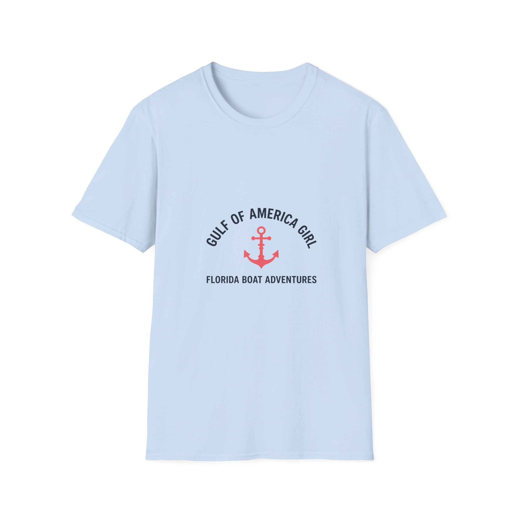 Gulf of America Girl Anchor Tee | Florida Boat Adventures Boating Shirt for Women | Gildan 6400 T-Shirt
