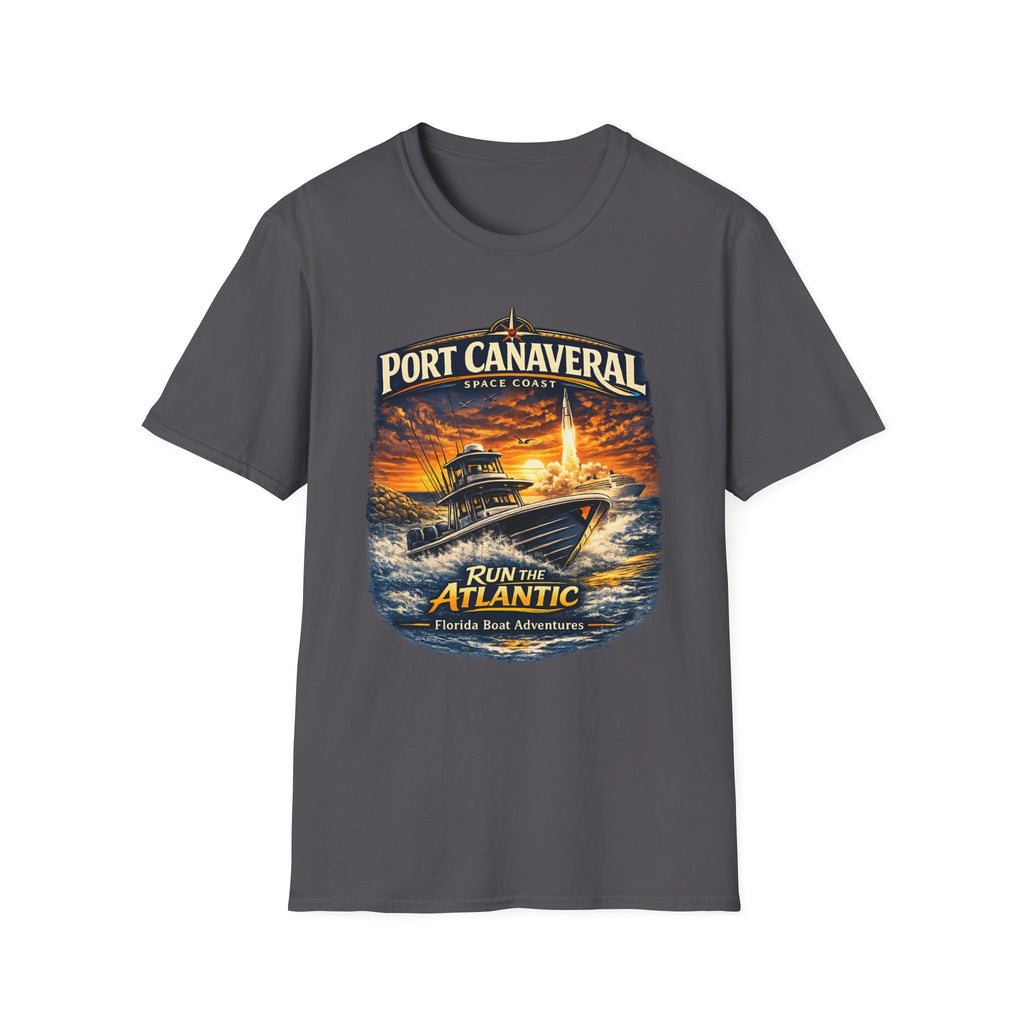 Port Canaveral Space Coast Boating Tee | Cape Canaveral Atlantic Fishing Shirt for Men | Gildan 6400 Florida T-Shirt