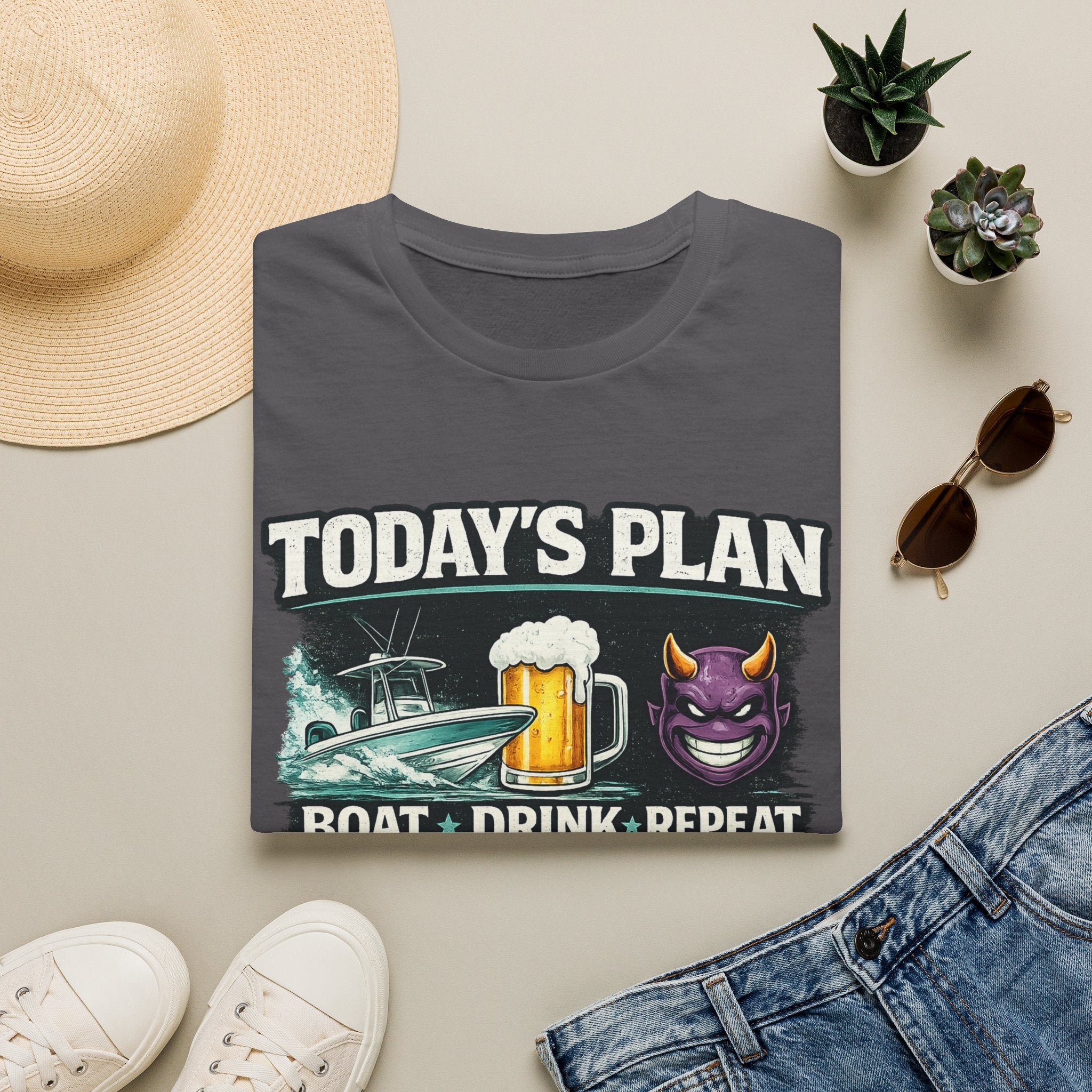 Today's Plan Boat Drink Repeat - Florida Boating Lifestyle T-Shirt