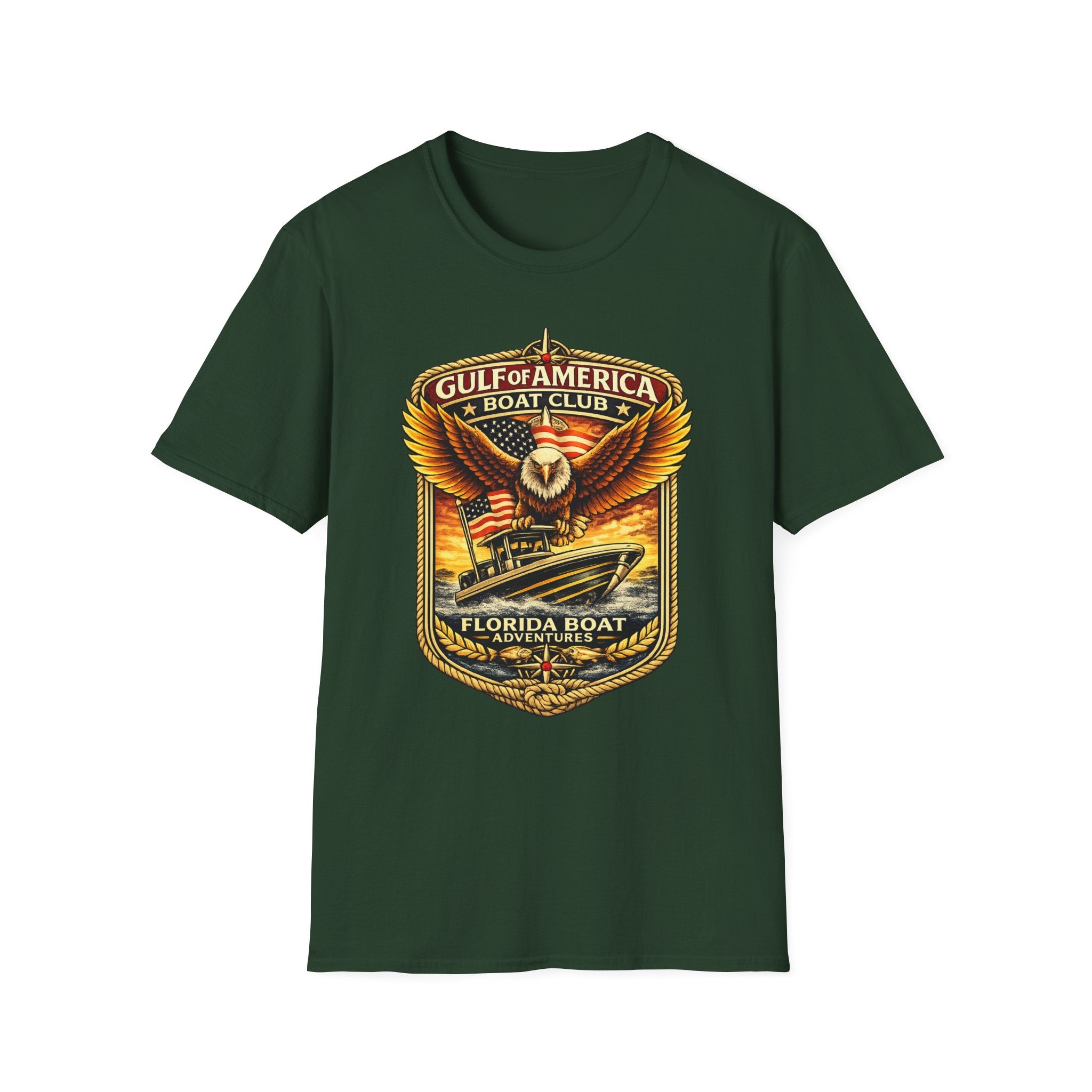 Gulf of America Boat Club Tee | Florida Gulf Coast Boating & Fishing Shirt for Men | Gildan 6400 T-Shirt