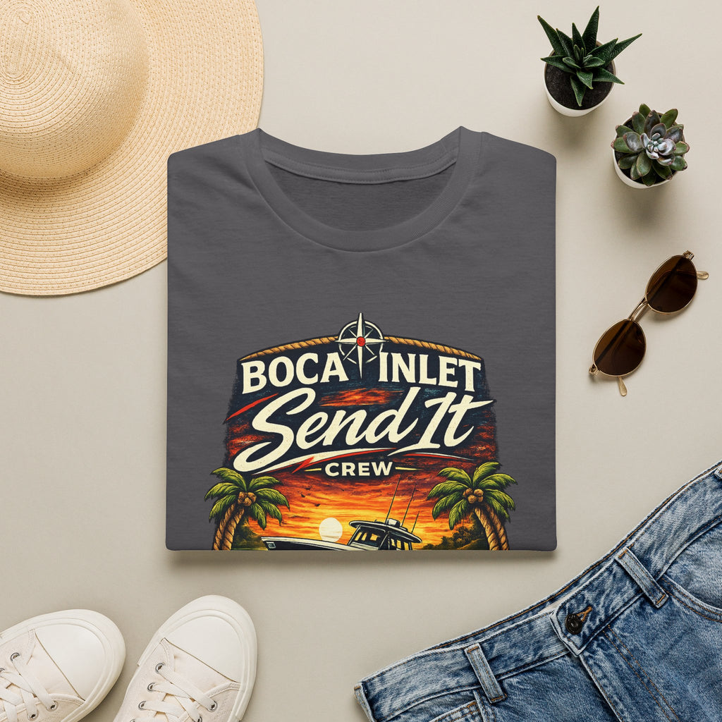Boca Inlet Coastal Lifestyle Tee | Boca Raton Florida Boating Shirt for Men | Gildan 6400 South Florida T-Shirt
