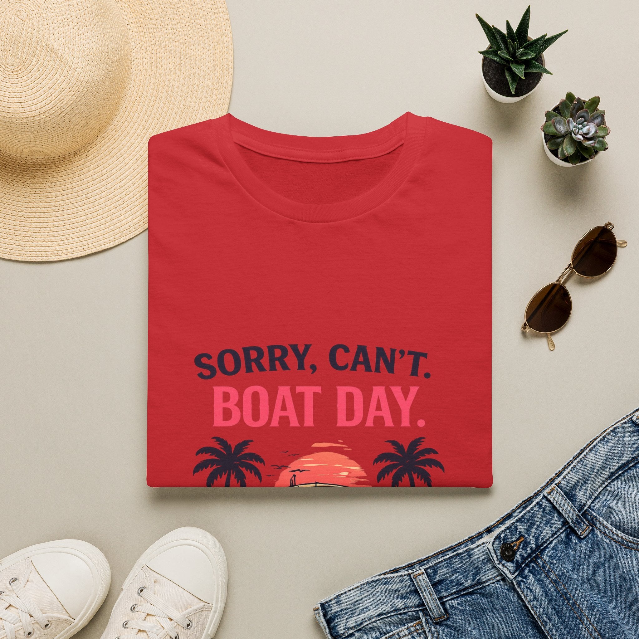 Sorry Can't Boat Day Tee | Gulf of America Girl | Florida Boat Adventures Boating Shirt for Women | Gildan 6400 T-Shirt