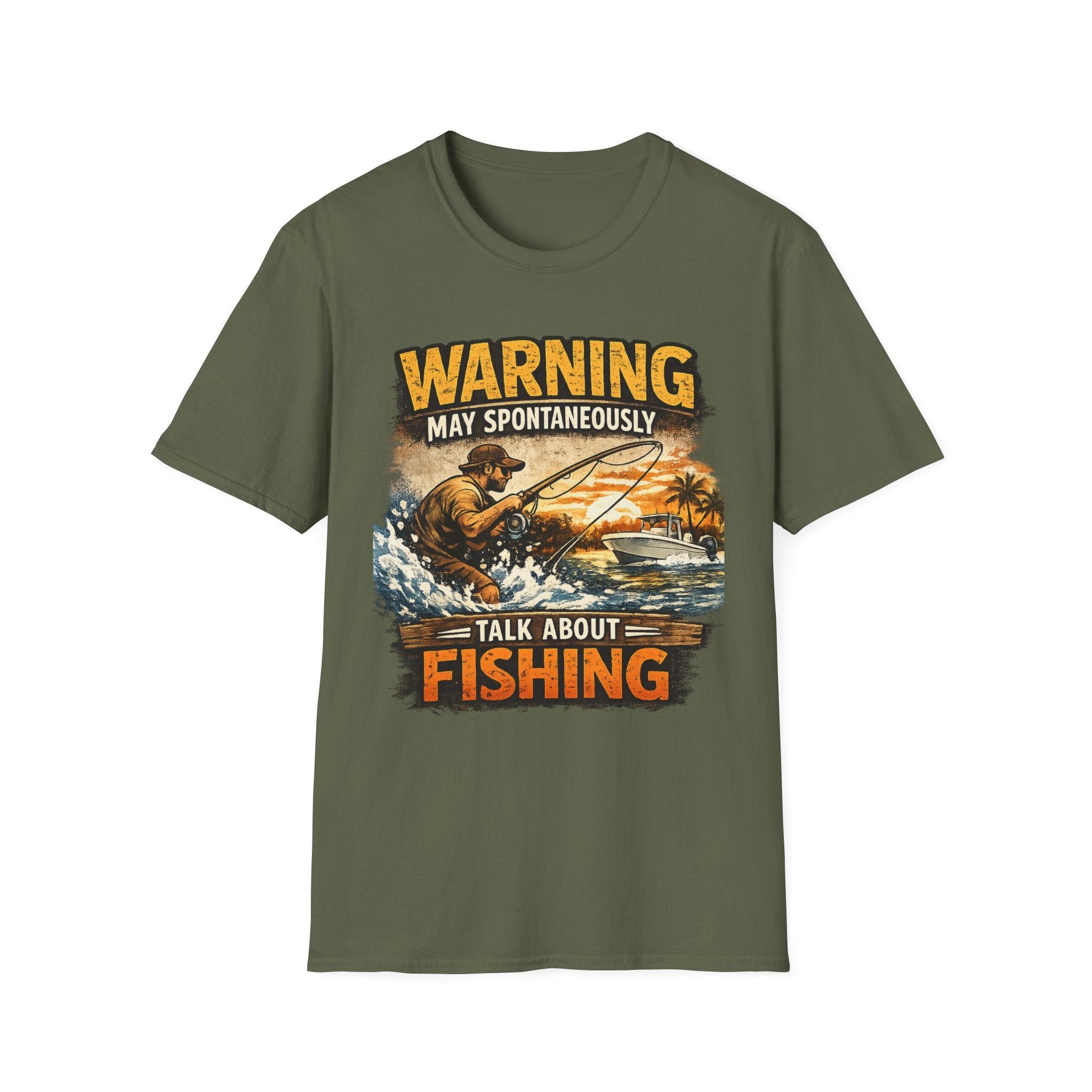 Warning May Spontaneously Talk About Fishing - Funny Fishing T-Shirt