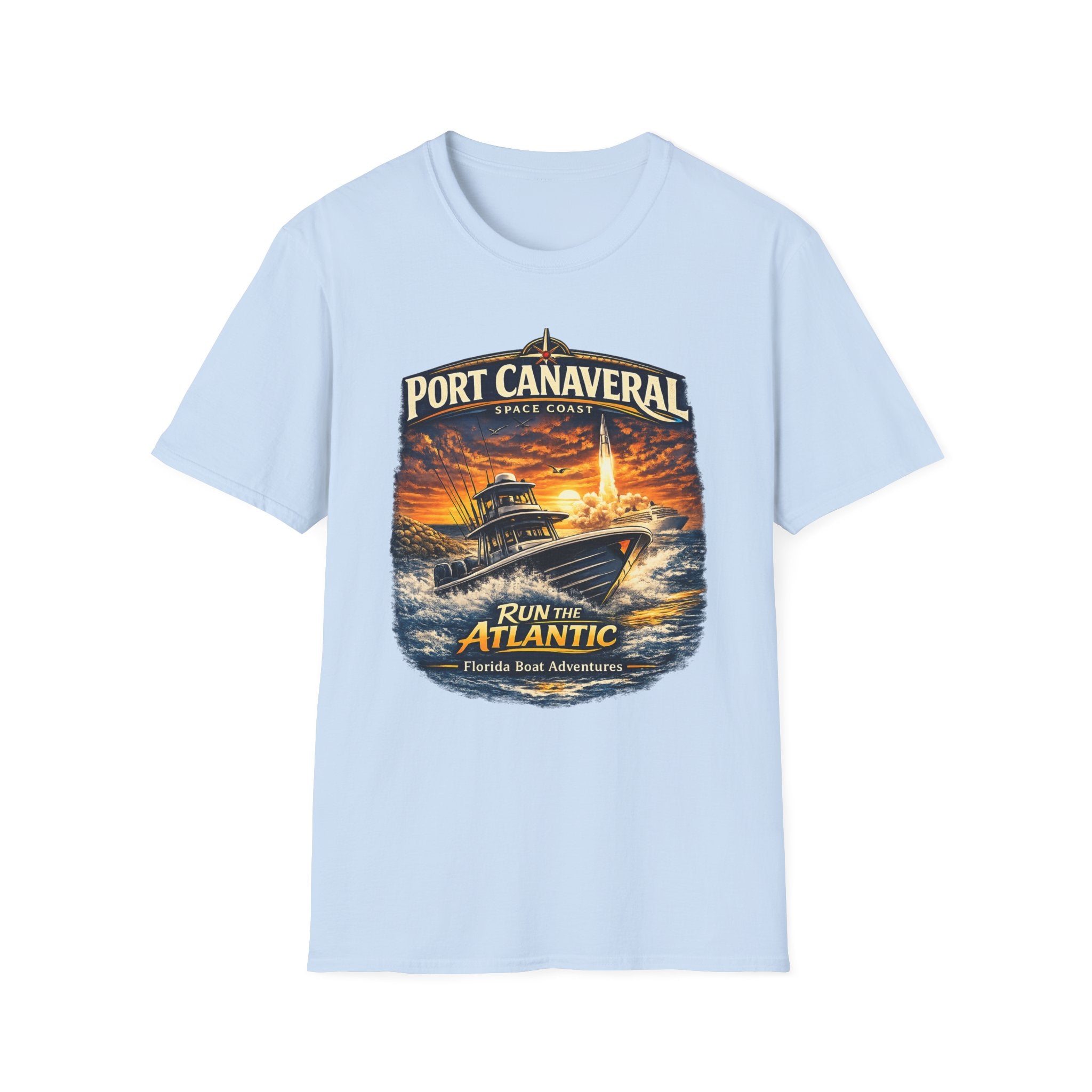Port Canaveral Space Coast Boating Tee | Cape Canaveral Atlantic Fishing Shirt for Men | Gildan 6400 Florida T-Shirt