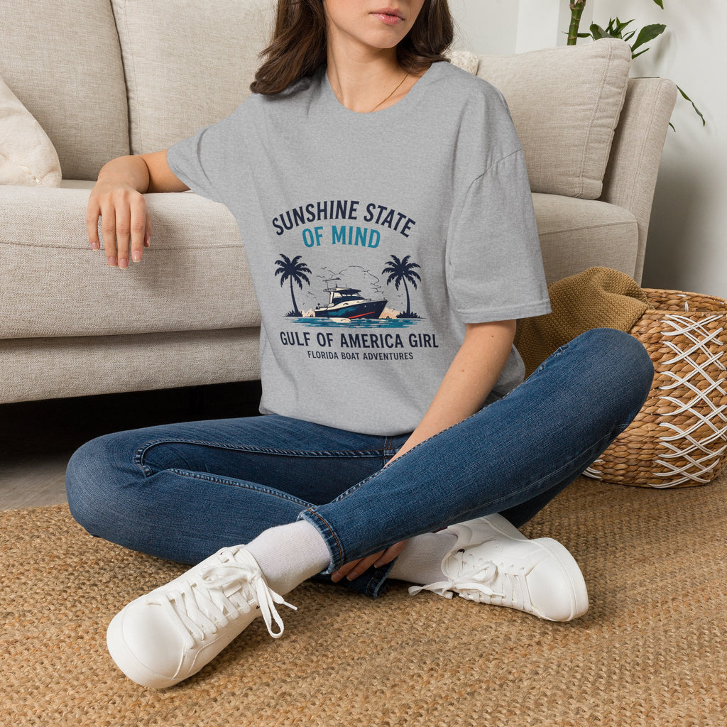 Sunshine State of Mind Tee | Gulf of America Girl | Florida Boat Adventures Boating Shirt for Women | Gildan 6400 T-Shirt