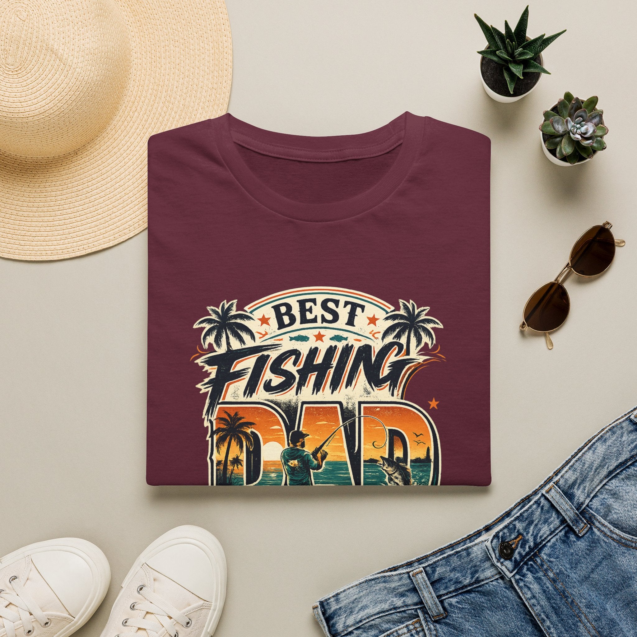 Best Fishing Dad Ever Tee | Florida Fishing Shirt for Men | Gildan 6400 Dad Gift T-Shirt
