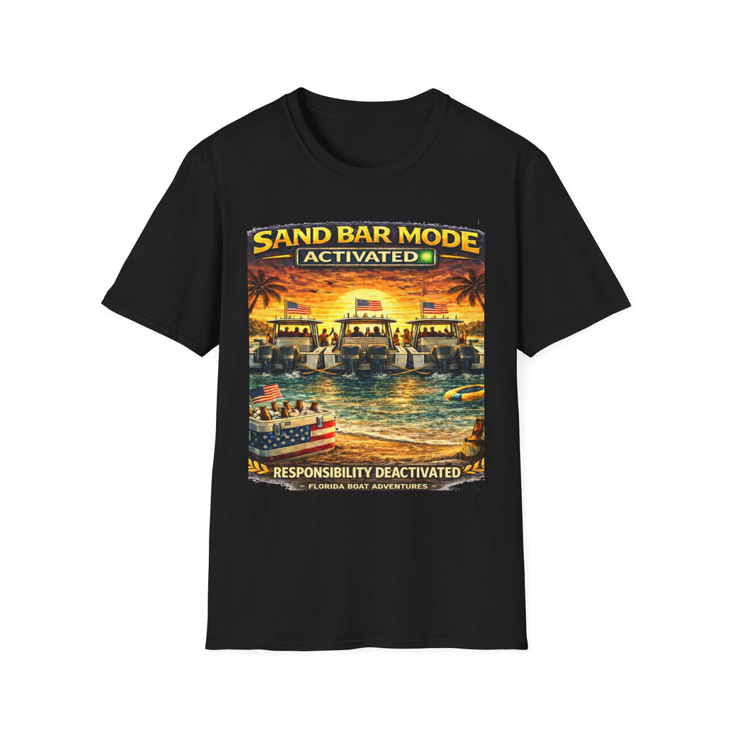 Sandbar Mode Activated Tee | Funny Florida Boating & Sandbar Party Shirt for Men | Gildan 6400 T-Shirt