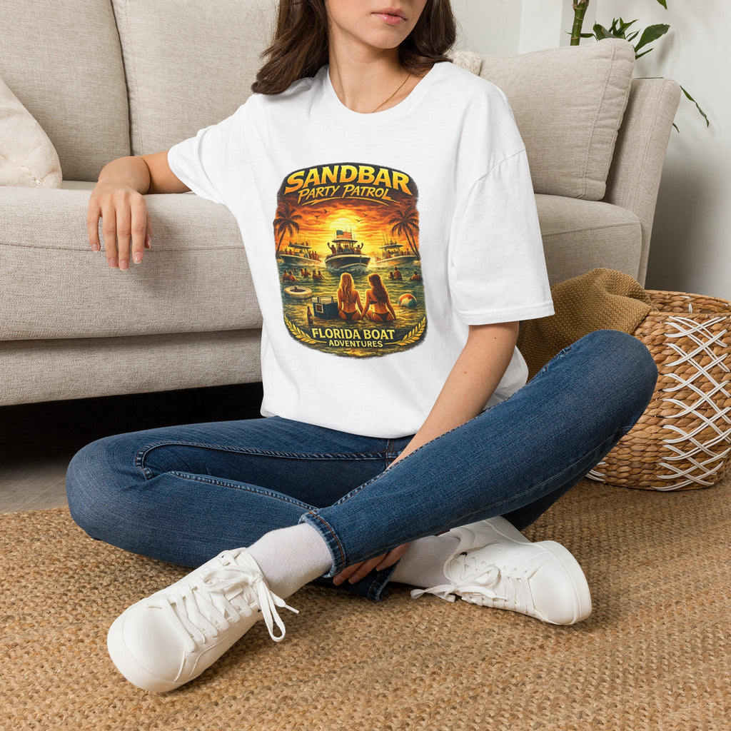 Sandbar Party Patrol Tee | Funny Florida Boating & Boat Party Shirt for Men | Gildan 6400 T-Shirt