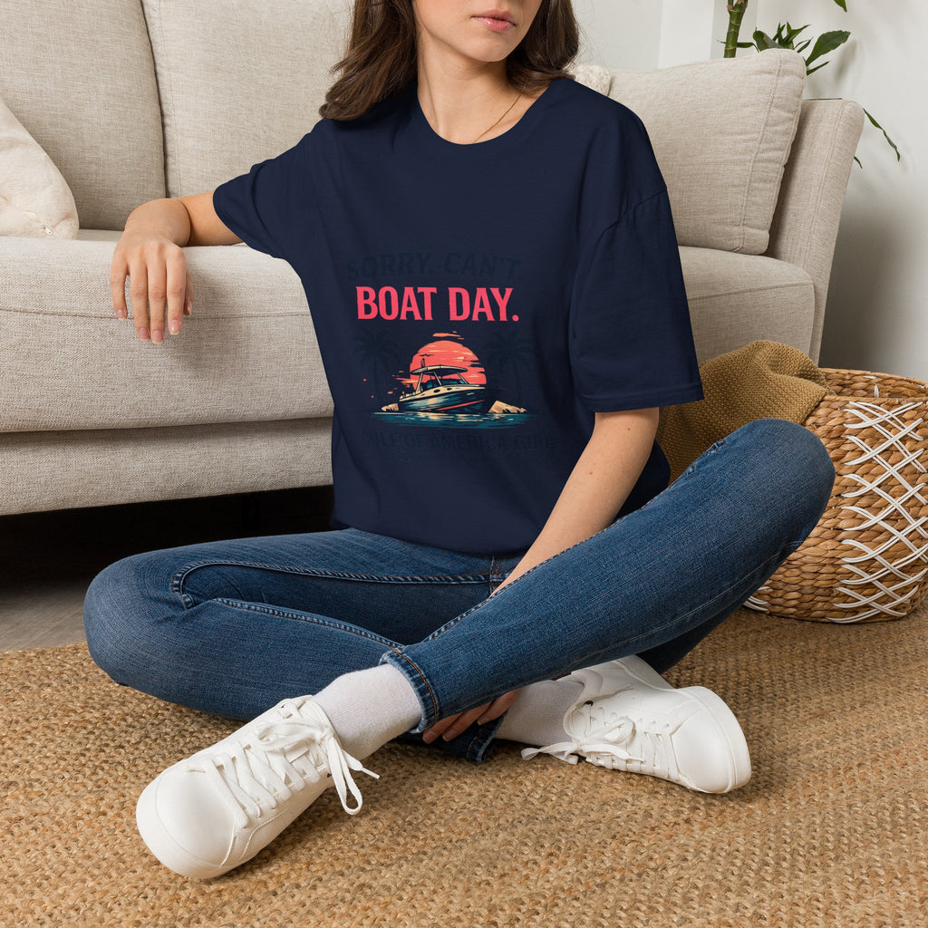 Sorry Can't Boat Day Tee | Gulf of America Girl | Florida Boat Adventures Boating Shirt for Women | Gildan 6400 T-Shirt