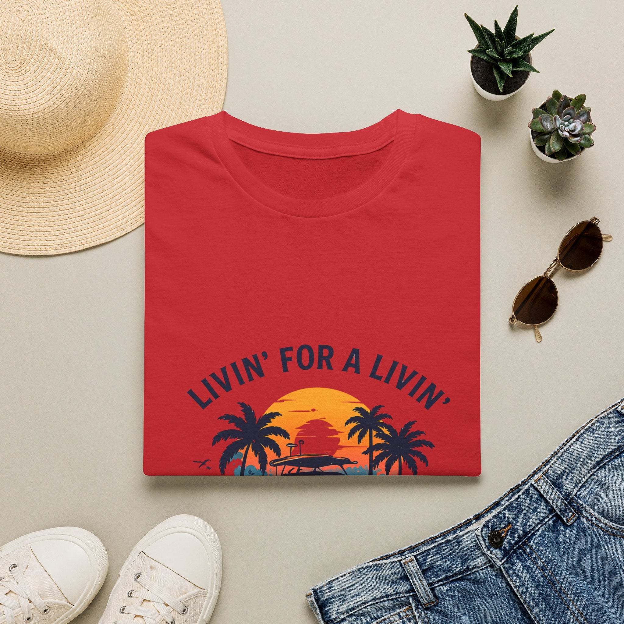 Livin' For A Livin' Tee | Gulf of America Girl | Florida Boat Adventures Boating Shirt for Women | Gildan 6400 T-Shirt