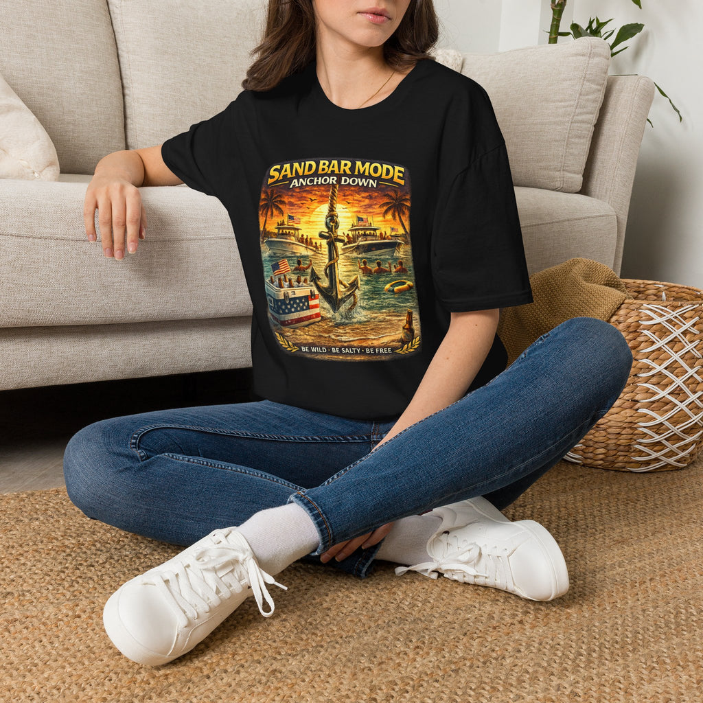 Anchor Down Sandbar Mode Tee | Funny Florida Boating & Sandbar Life Shirt for Men | Gildan 6400 T-Shirt