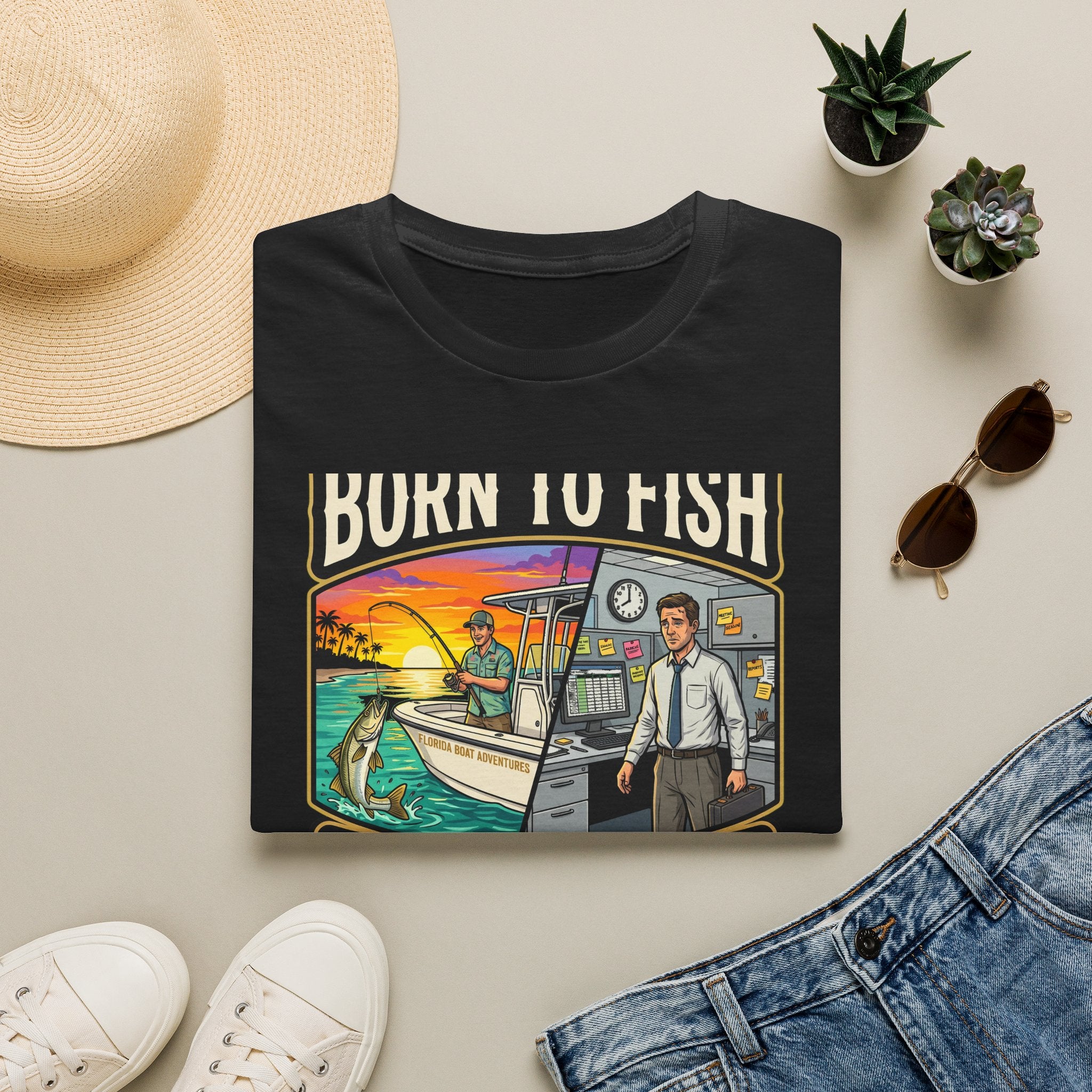 Born To Fish Forced To Work - Funny Fishing Lifestyle T-Shirt