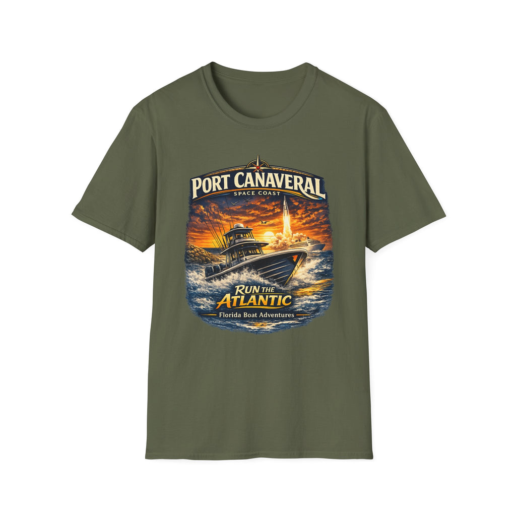 Port Canaveral Space Coast Boating Tee | Cape Canaveral Atlantic Fishing Shirt for Men | Gildan 6400 Florida T-Shirt