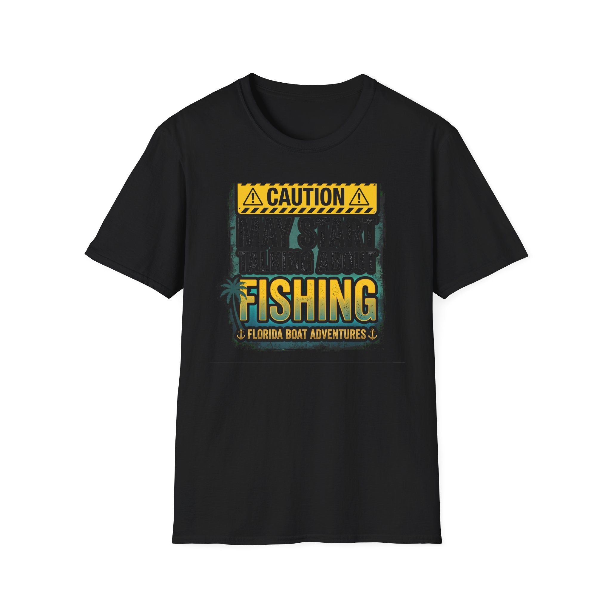 Caution May Start Talking About Fishing - Funny Fishing Warning T-Shirt