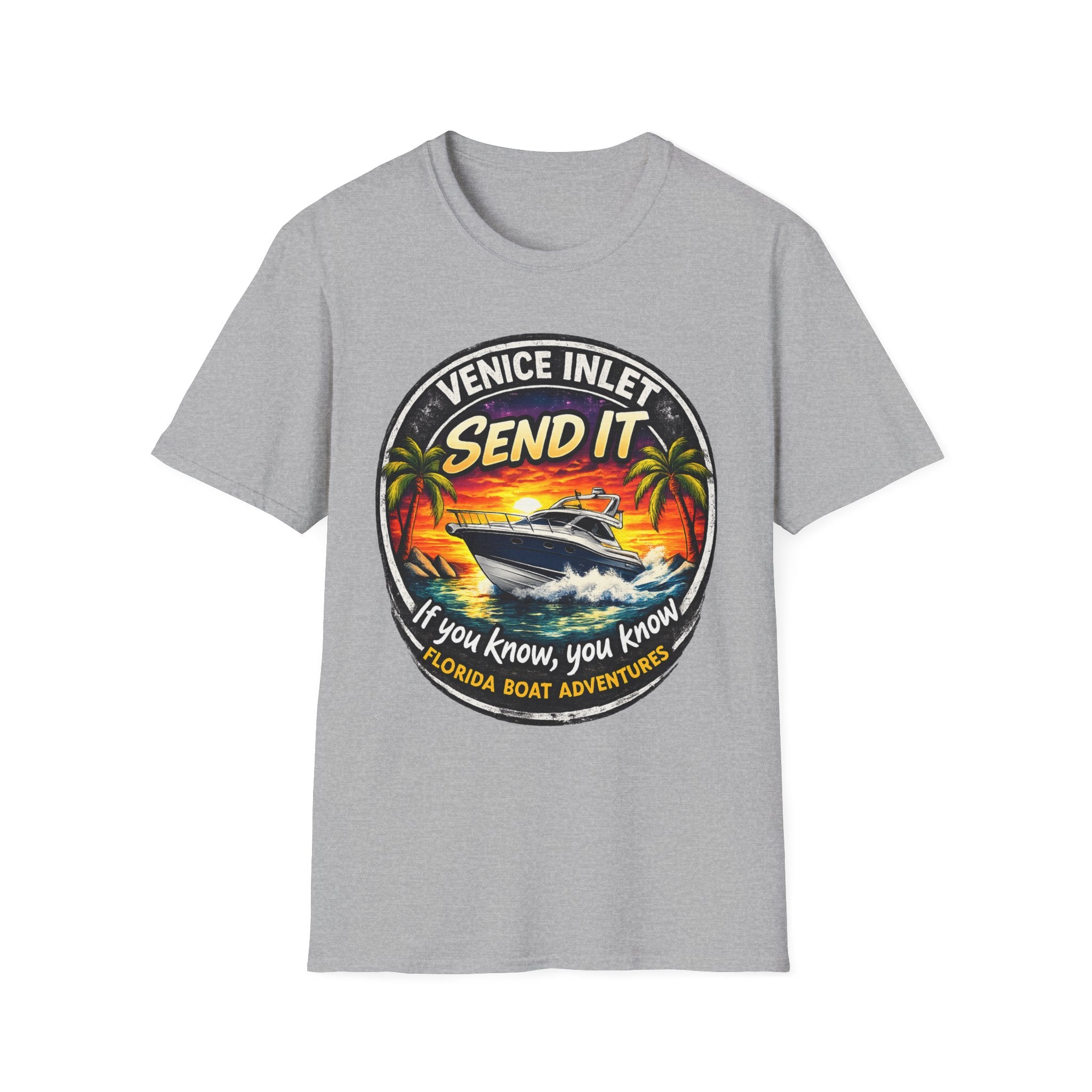 Venice Inlet Florida Tee | Gulf Coast Boating & Offshore Fishing Shirt for Men | Gildan 6400 Venice Florida T-Shirt