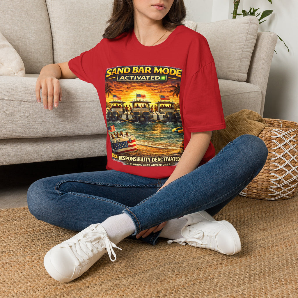 Sandbar Mode Activated Tee | Funny Florida Boating & Sandbar Party Shirt for Men | Gildan 6400 T-Shirt