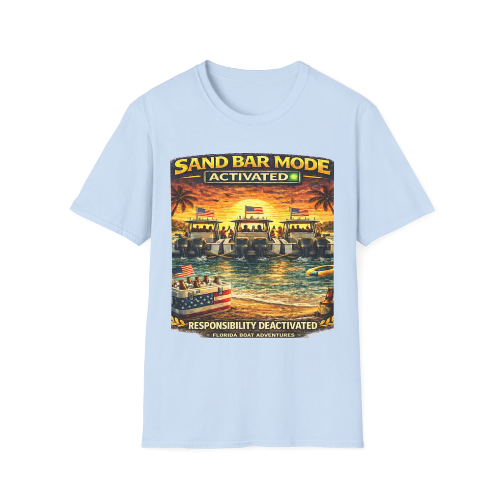 Sandbar Mode Activated Tee | Funny Florida Boating & Sandbar Party Shirt for Men | Gildan 6400 T-Shirt