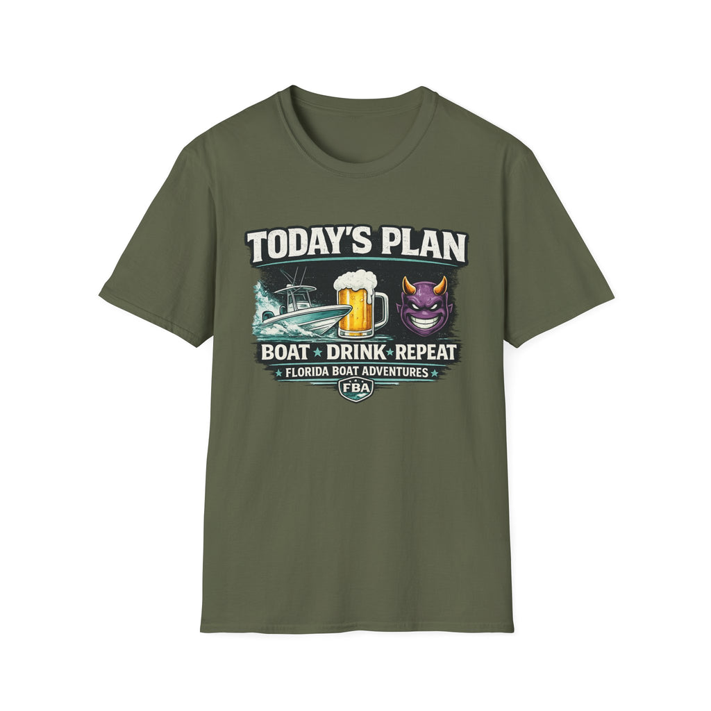 Today's Plan Boat Drink Repeat - Florida Boating Lifestyle T-Shirt