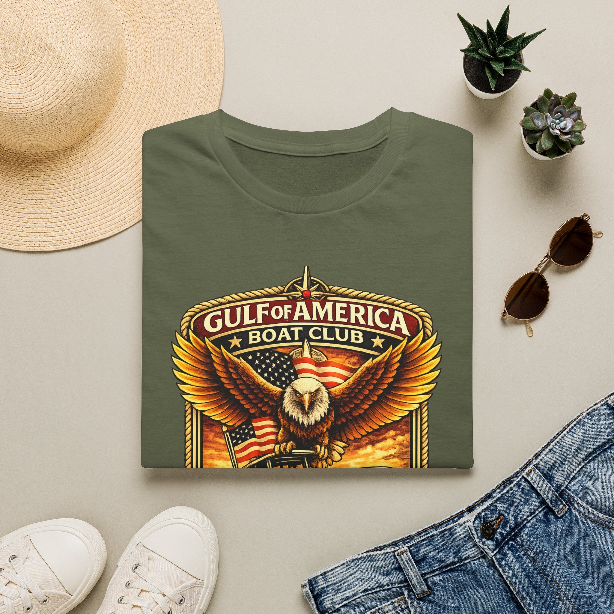 Gulf of America Boat Club Tee | Florida Gulf Coast Boating & Fishing Shirt for Men | Gildan 6400 T-Shirt