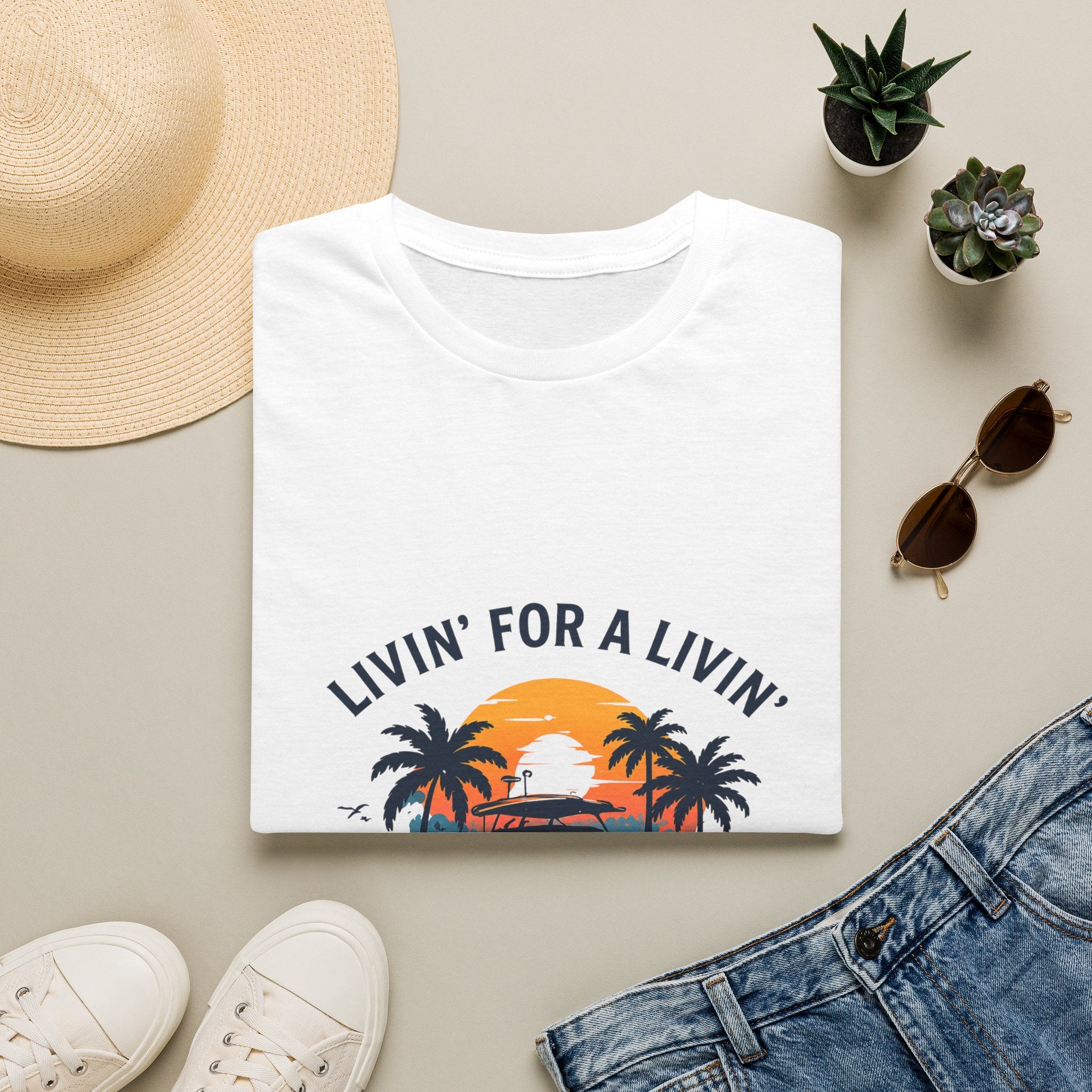 Livin' For A Livin' Tee | Gulf of America Girl | Florida Boat Adventures Boating Shirt for Women | Gildan 6400 T-Shirt