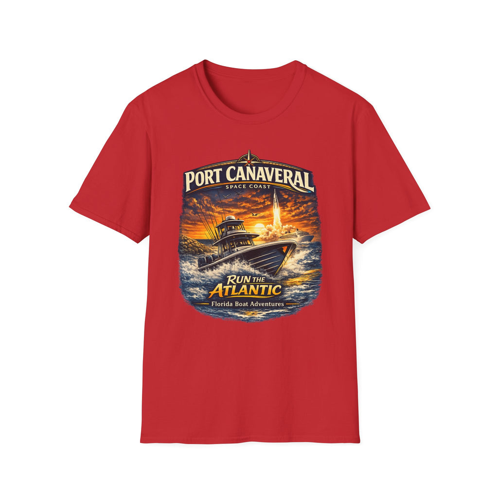 Port Canaveral Space Coast Boating Tee | Cape Canaveral Atlantic Fishing Shirt for Men | Gildan 6400 Florida T-Shirt