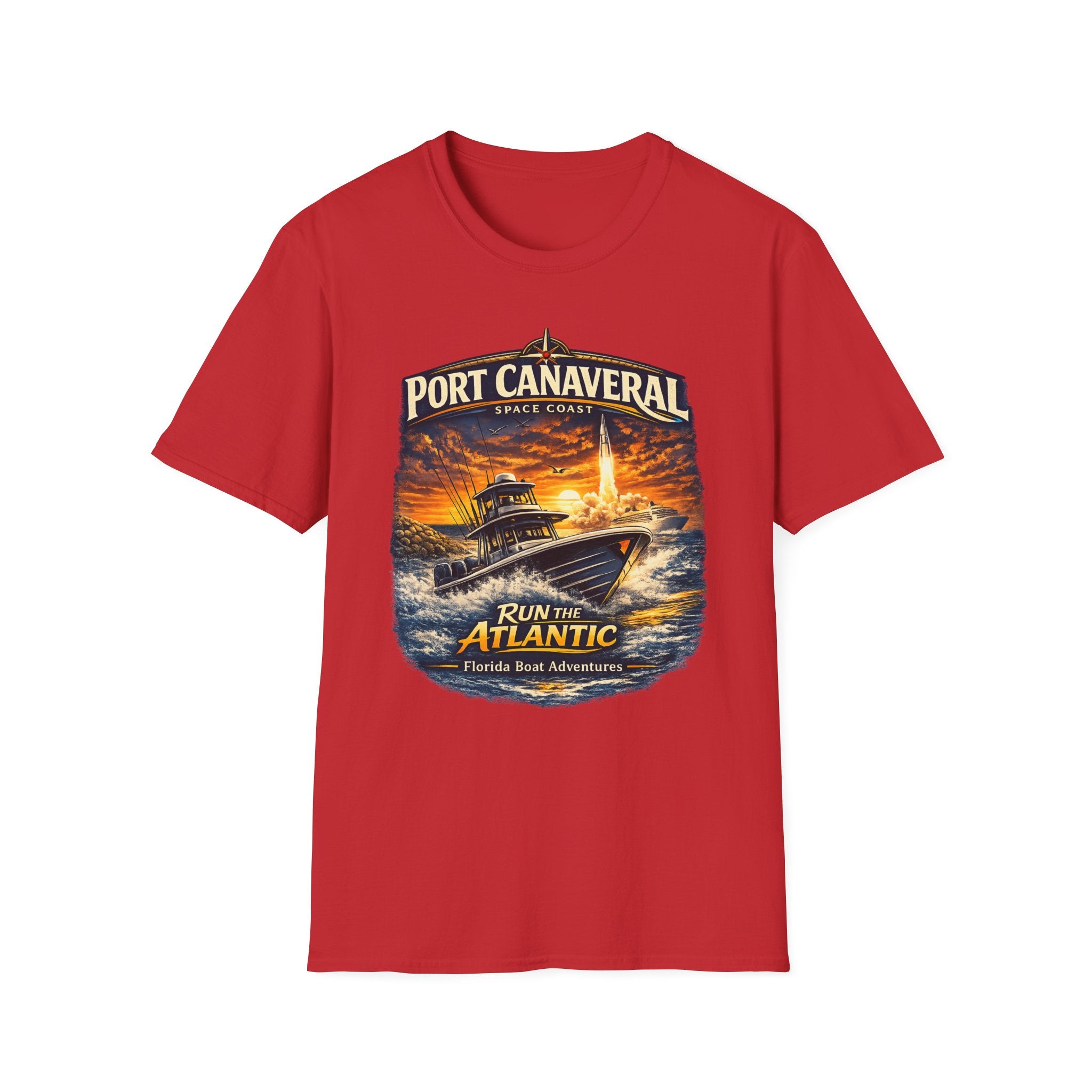 Port Canaveral Space Coast Boating Tee | Cape Canaveral Atlantic Fishing Shirt for Men | Gildan 6400 Florida T-Shirt