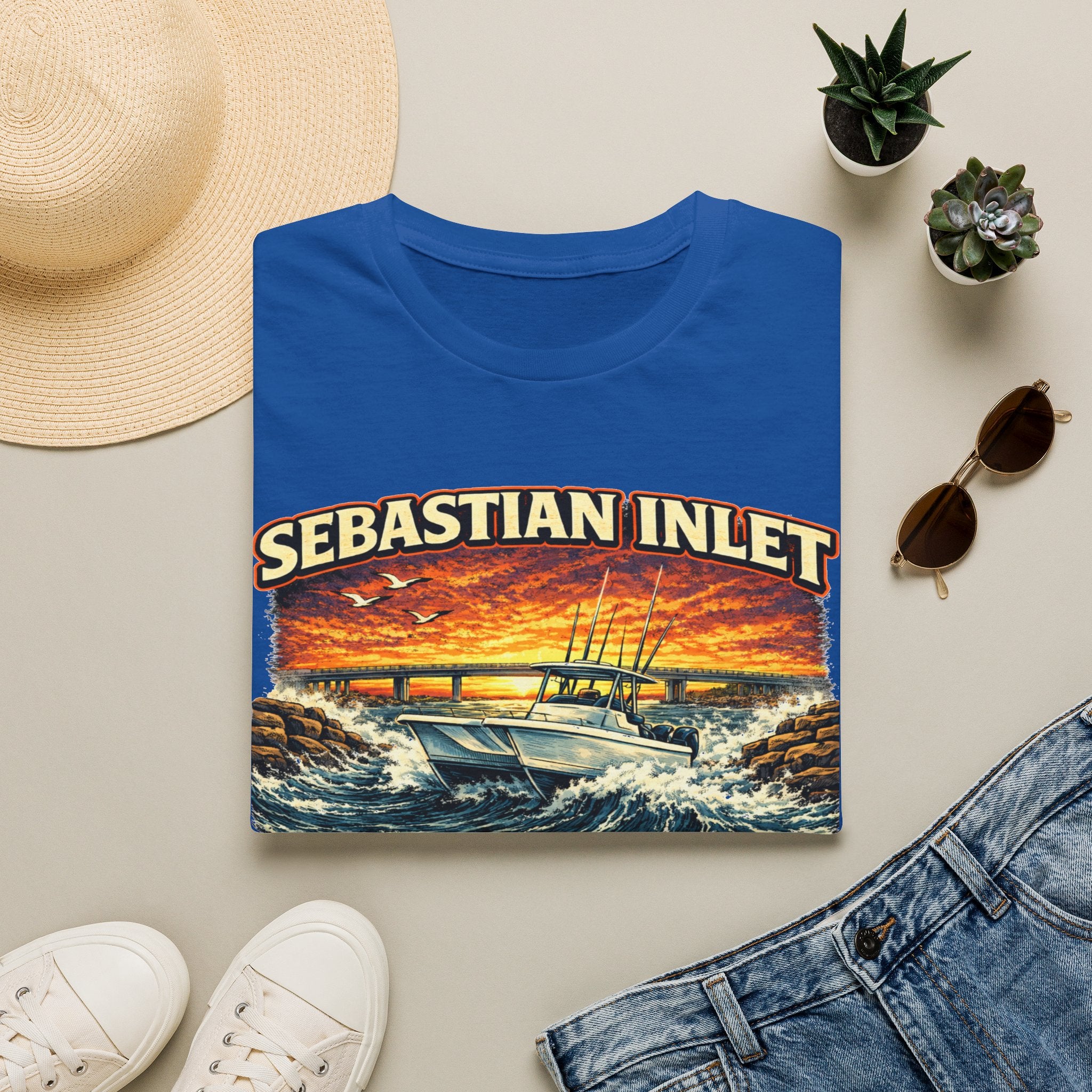 Sebastian Inlet Respect the Outgoing Tee | Florida Fishing & Boating Shirt for Men | Gildan 6400 Space Coast T-Shirt
