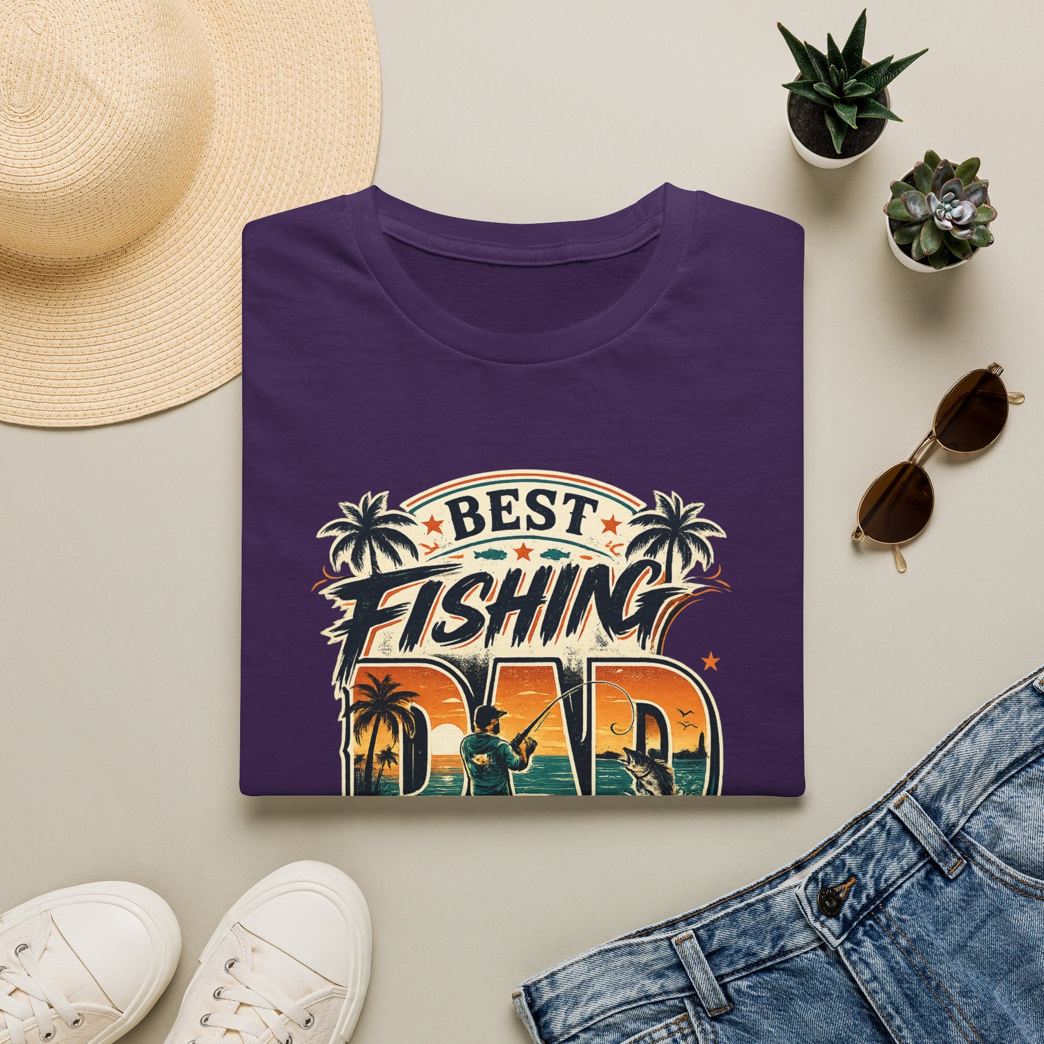 Best Fishing Dad Ever Tee | Florida Fishing Shirt for Men | Gildan 6400 Dad Gift T-Shirt