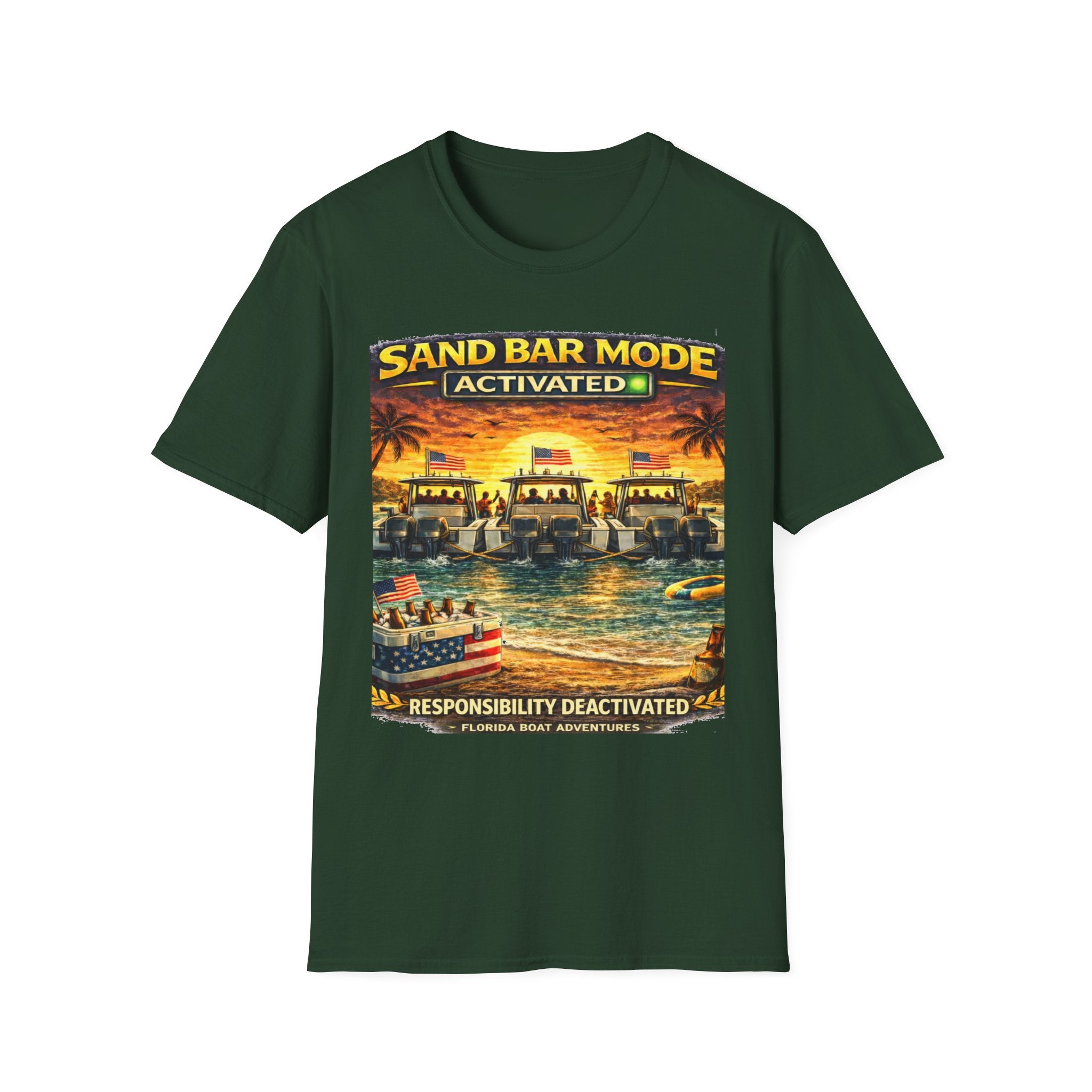 Sandbar Mode Activated Tee | Funny Florida Boating & Sandbar Party Shirt for Men | Gildan 6400 T-Shirt