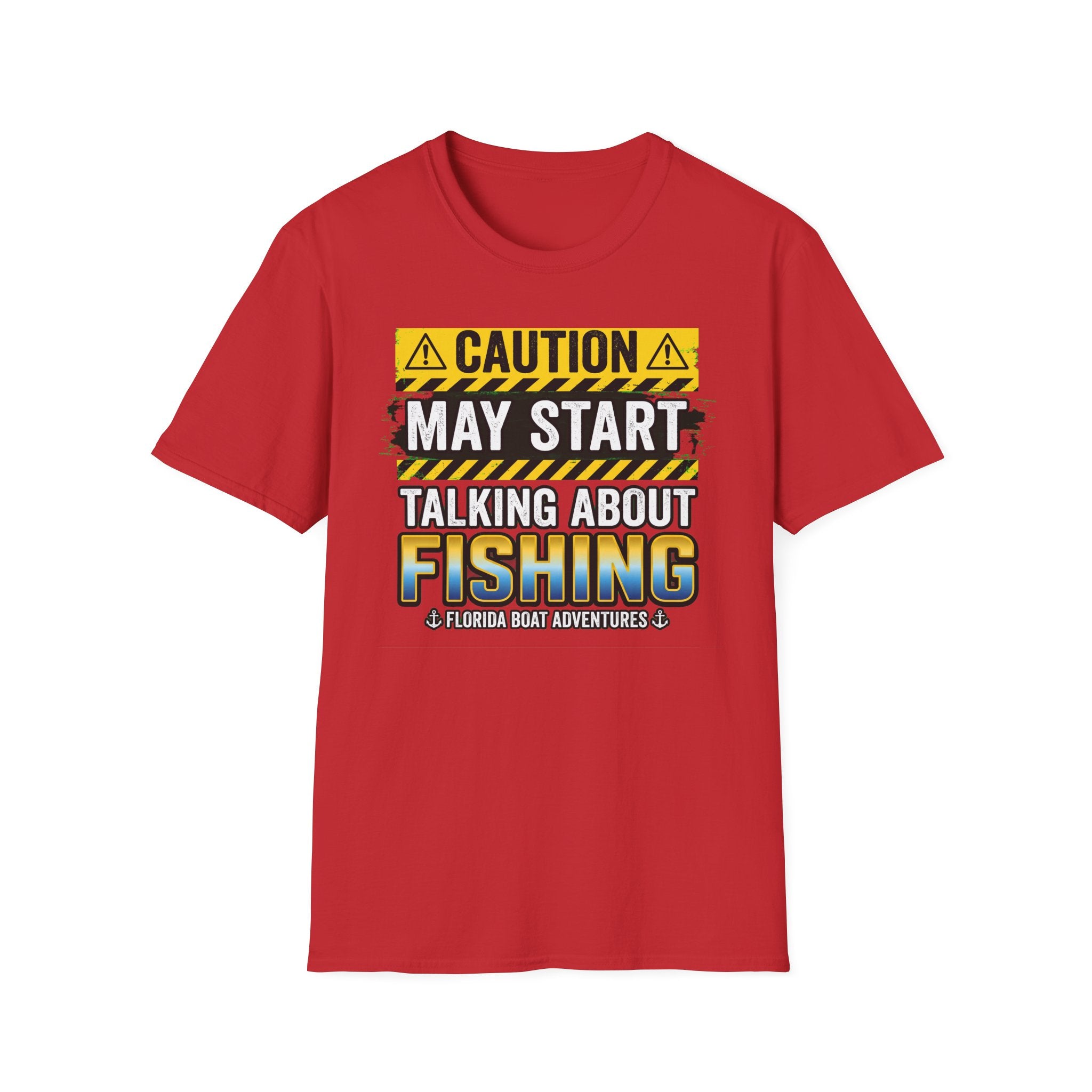 Caution May Start Talking About Fishing - Funny Fishing Warning T-Shirt