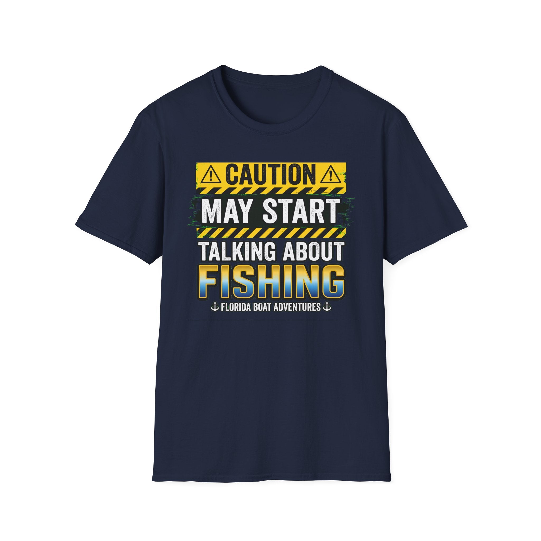 Caution May Start Talking About Fishing - Funny Fishing Warning T-Shirt