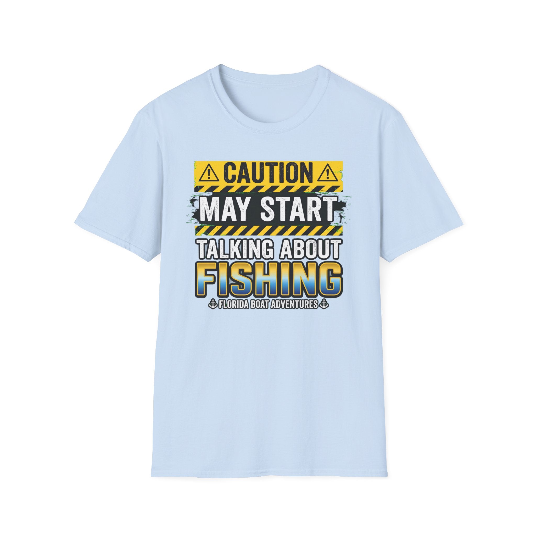 Caution May Start Talking About Fishing - Funny Fishing Warning T-Shirt