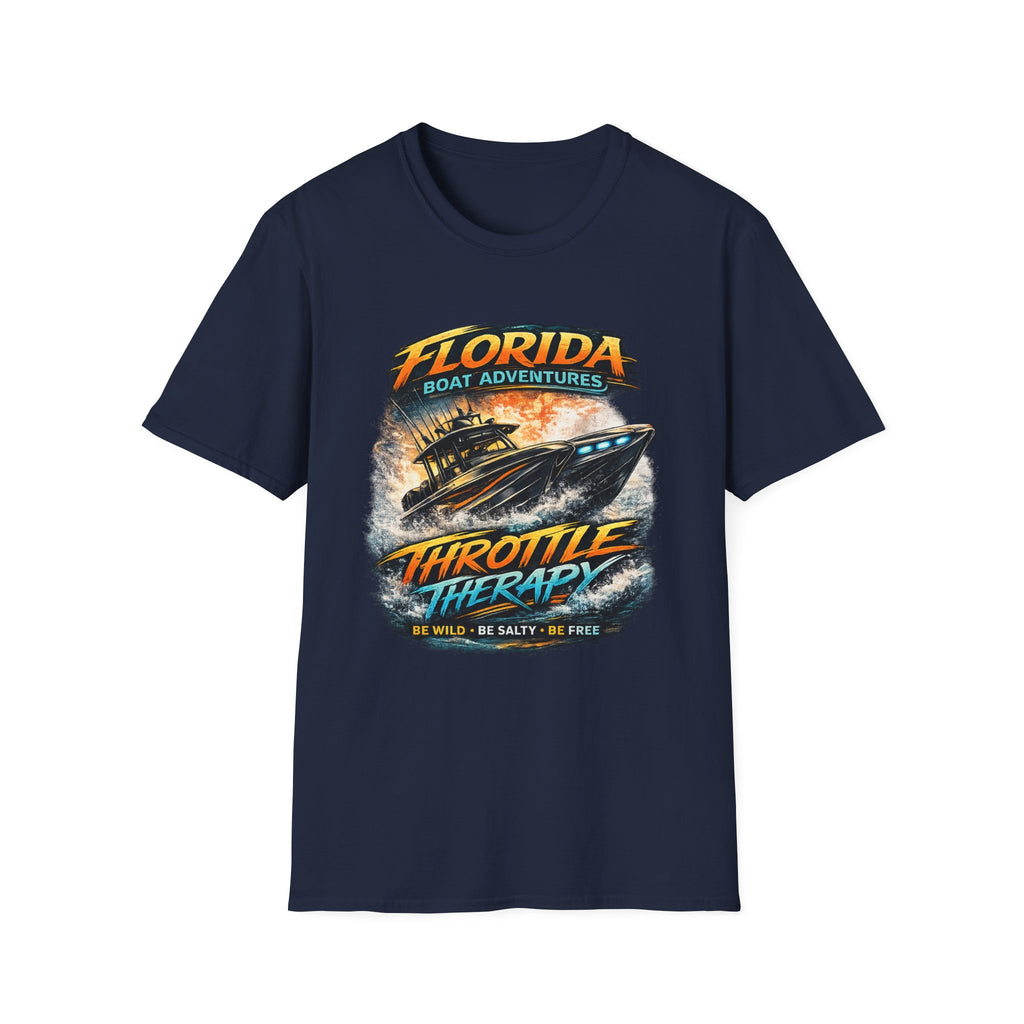 Throttle Therapy Tee | Funny Florida Boating & Offshore Sport Fishing Shirt for Men | Gildan 6400 T-Shirt