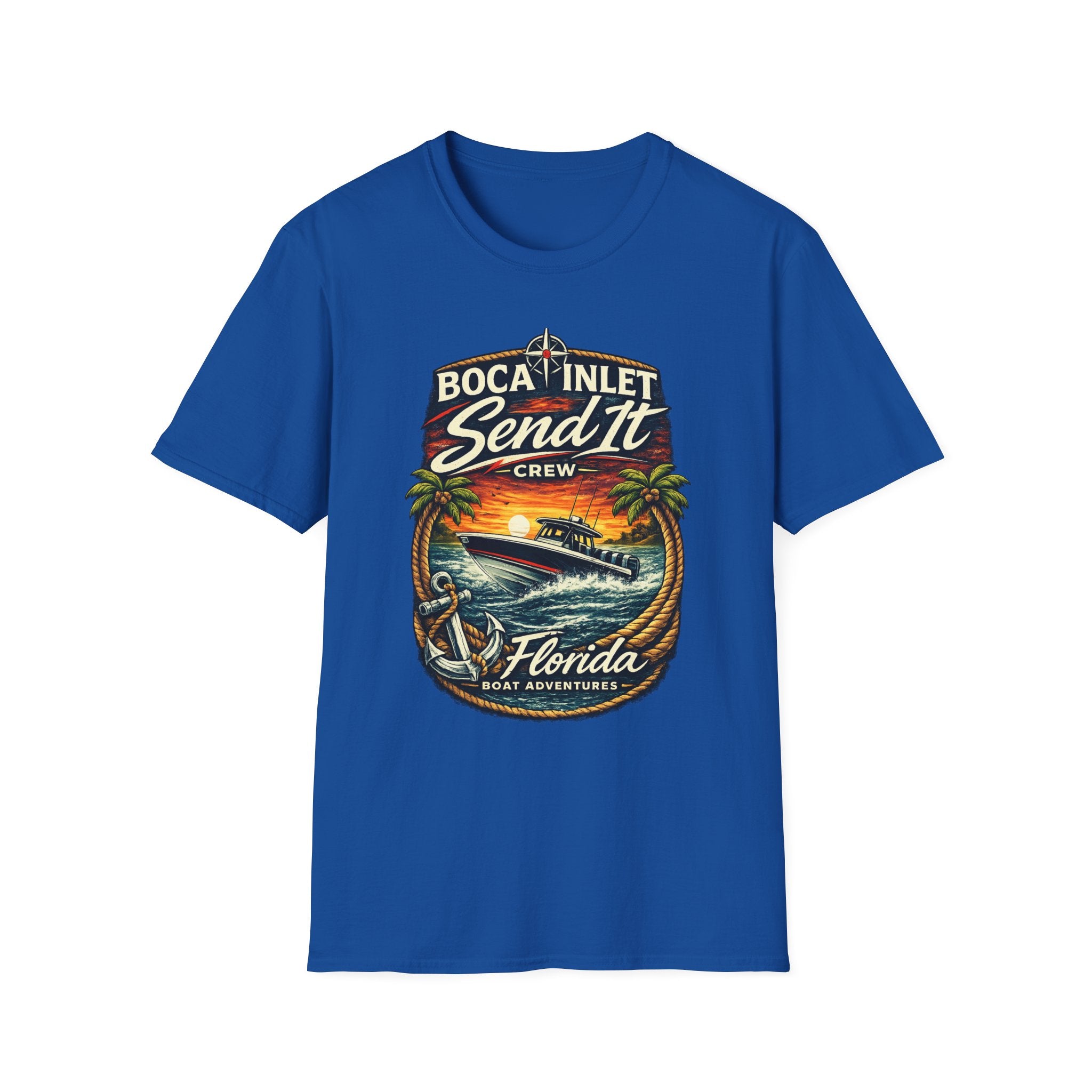 Boca Inlet Coastal Lifestyle Tee | Boca Raton Florida Boating Shirt for Men | Gildan 6400 South Florida T-Shirt