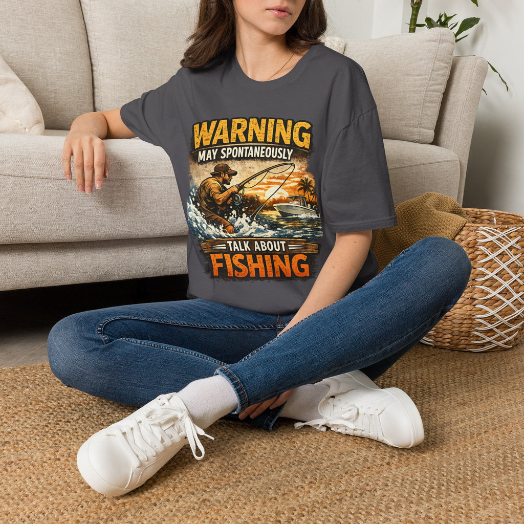 Warning May Spontaneously Talk About Fishing - Funny Fishing T-Shirt
