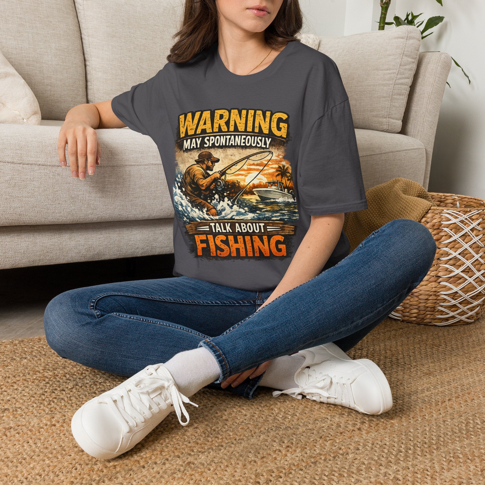 Warning May Spontaneously Talk About Fishing - Funny Fishing T-Shirt