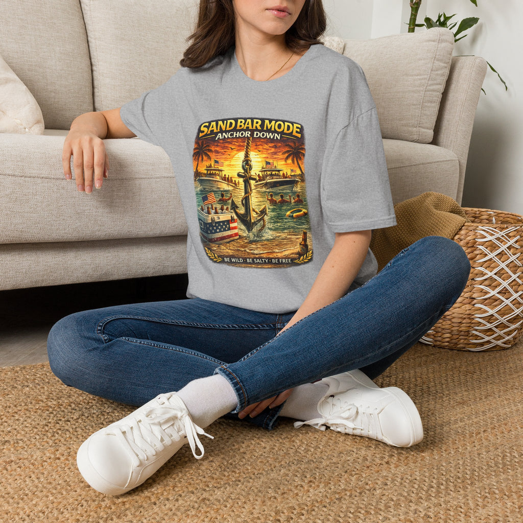 Anchor Down Sandbar Mode Tee | Funny Florida Boating & Sandbar Life Shirt for Men | Gildan 6400 T-Shirt