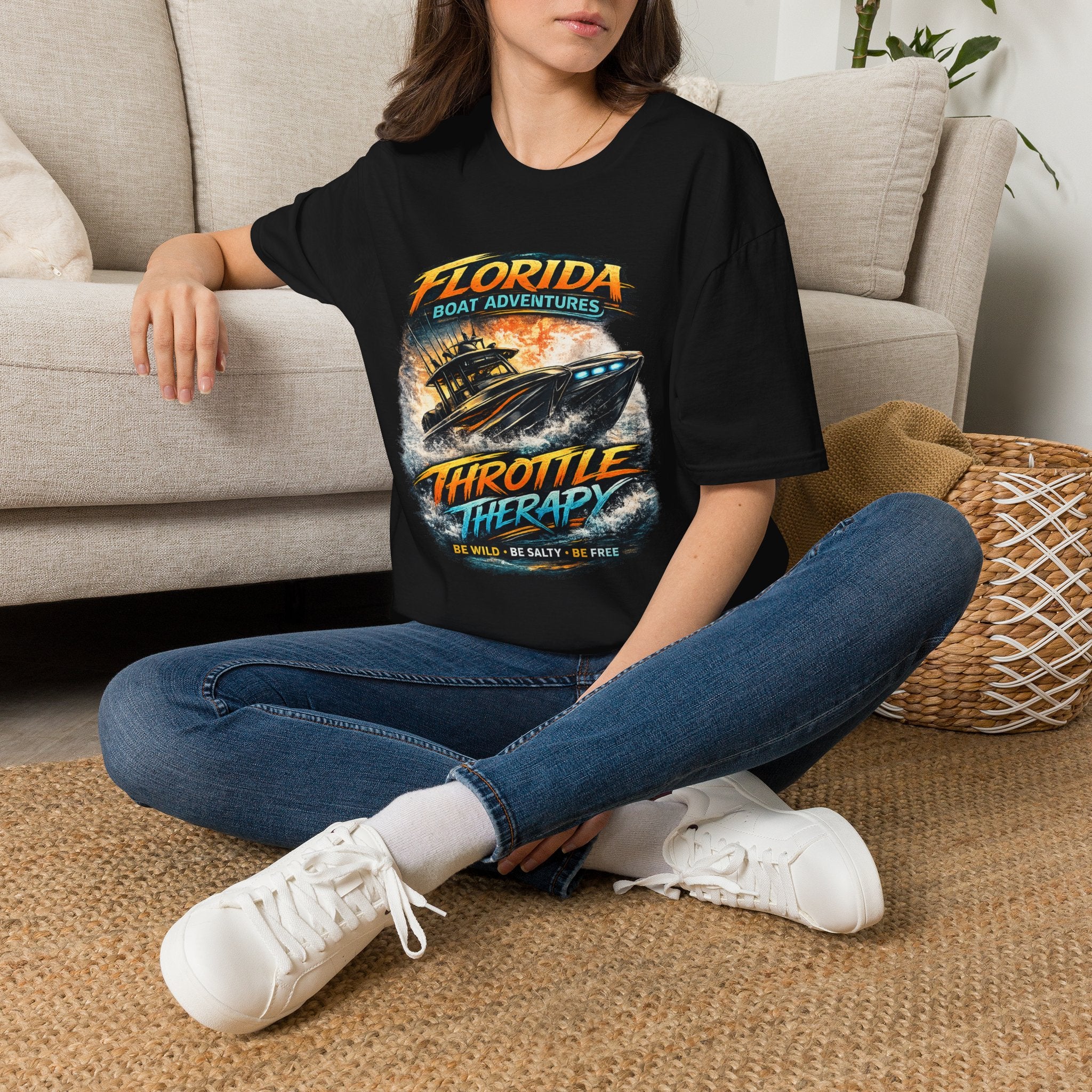 Throttle Therapy Tee | Funny Florida Boating & Offshore Sport Fishing Shirt for Men | Gildan 6400 T-Shirt