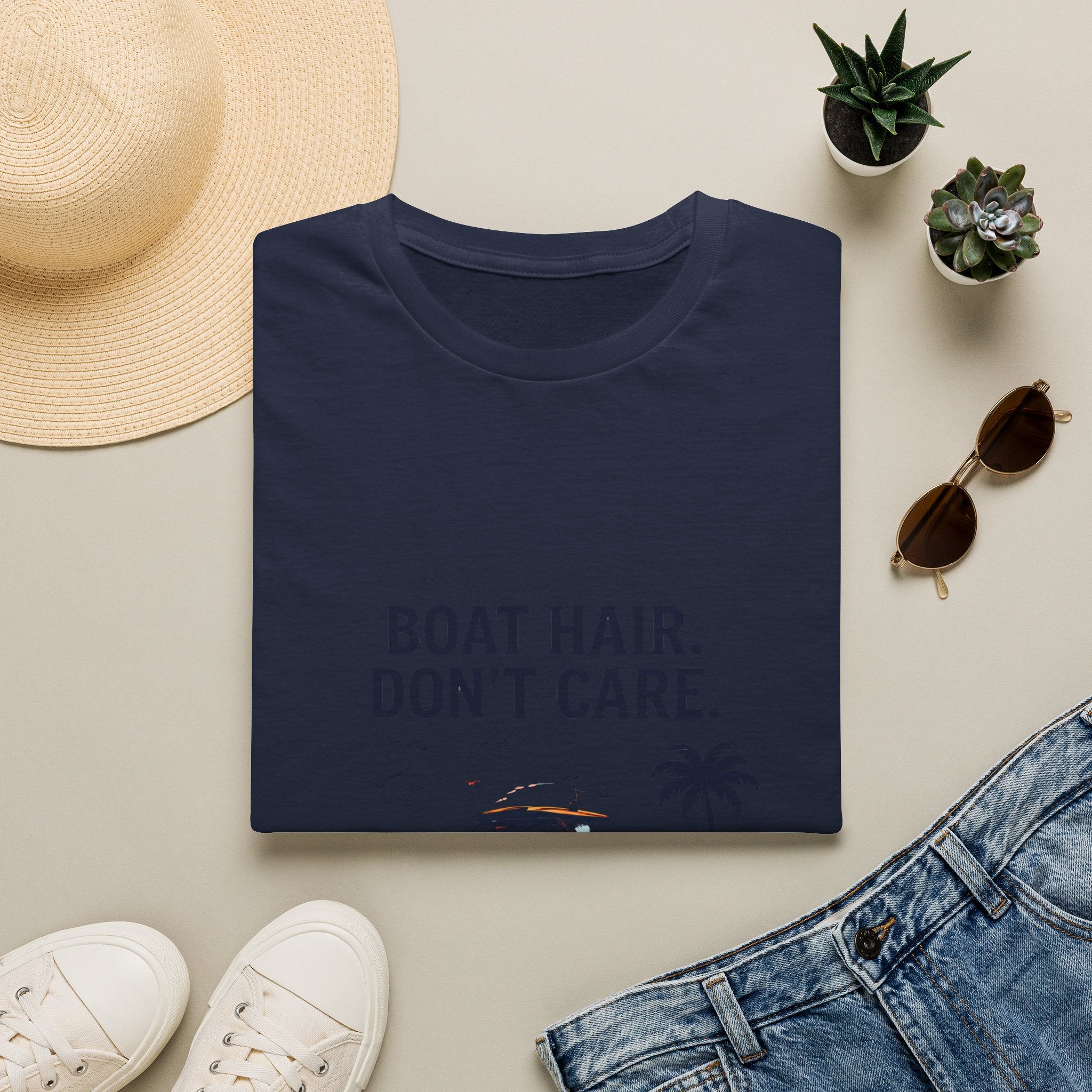 Boat Hair Don't Care Tee | Gulf of America Girl | Florida Boat Adventures Boating Shirt for Women | Gildan 6400 T-Shirt