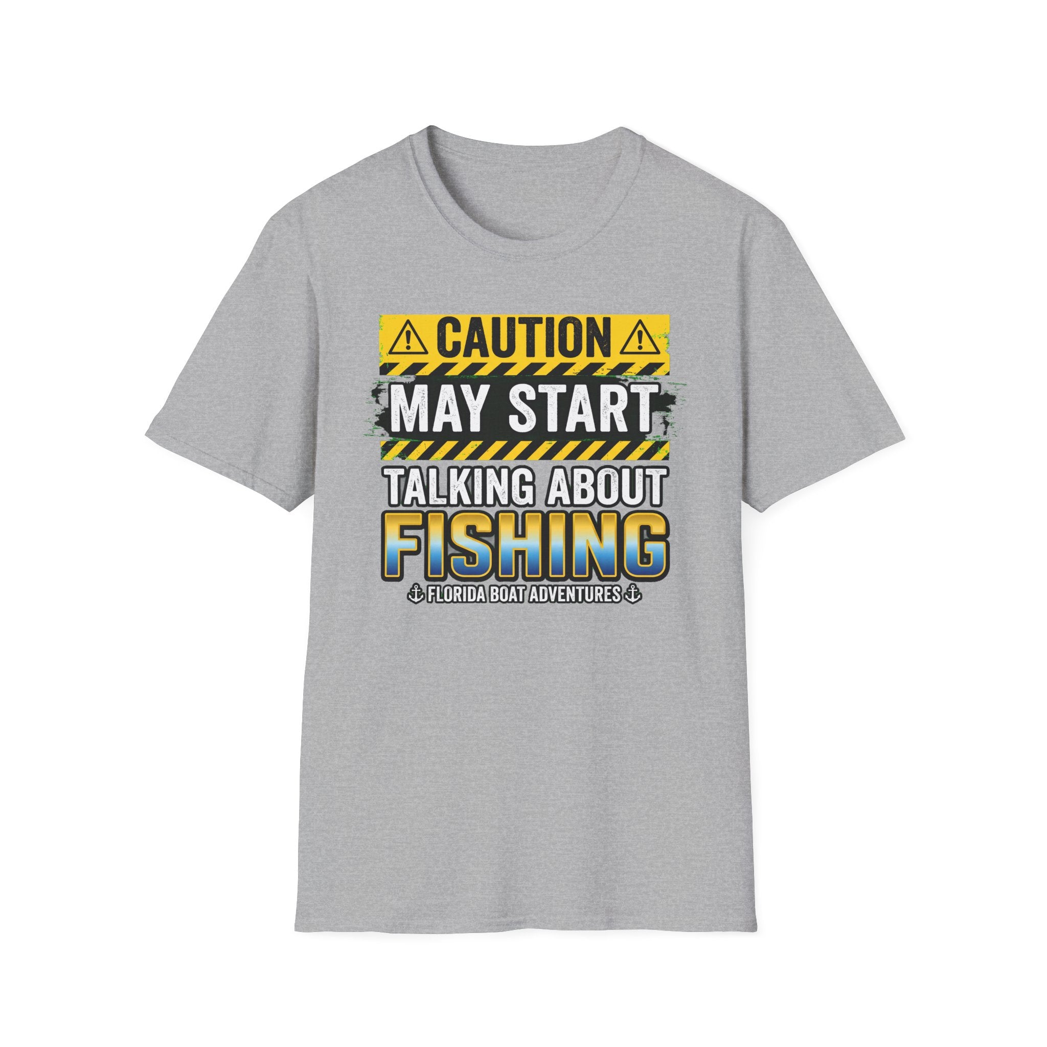 Caution May Start Talking About Fishing - Funny Fishing Warning T-Shirt