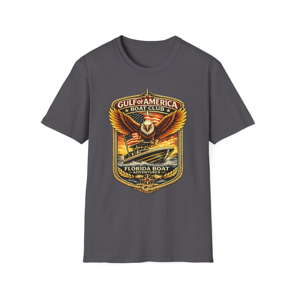 Gulf of America Boat Club Tee | Florida Gulf Coast Boating & Fishing Shirt for Men | Gildan 6400 T-Shirt