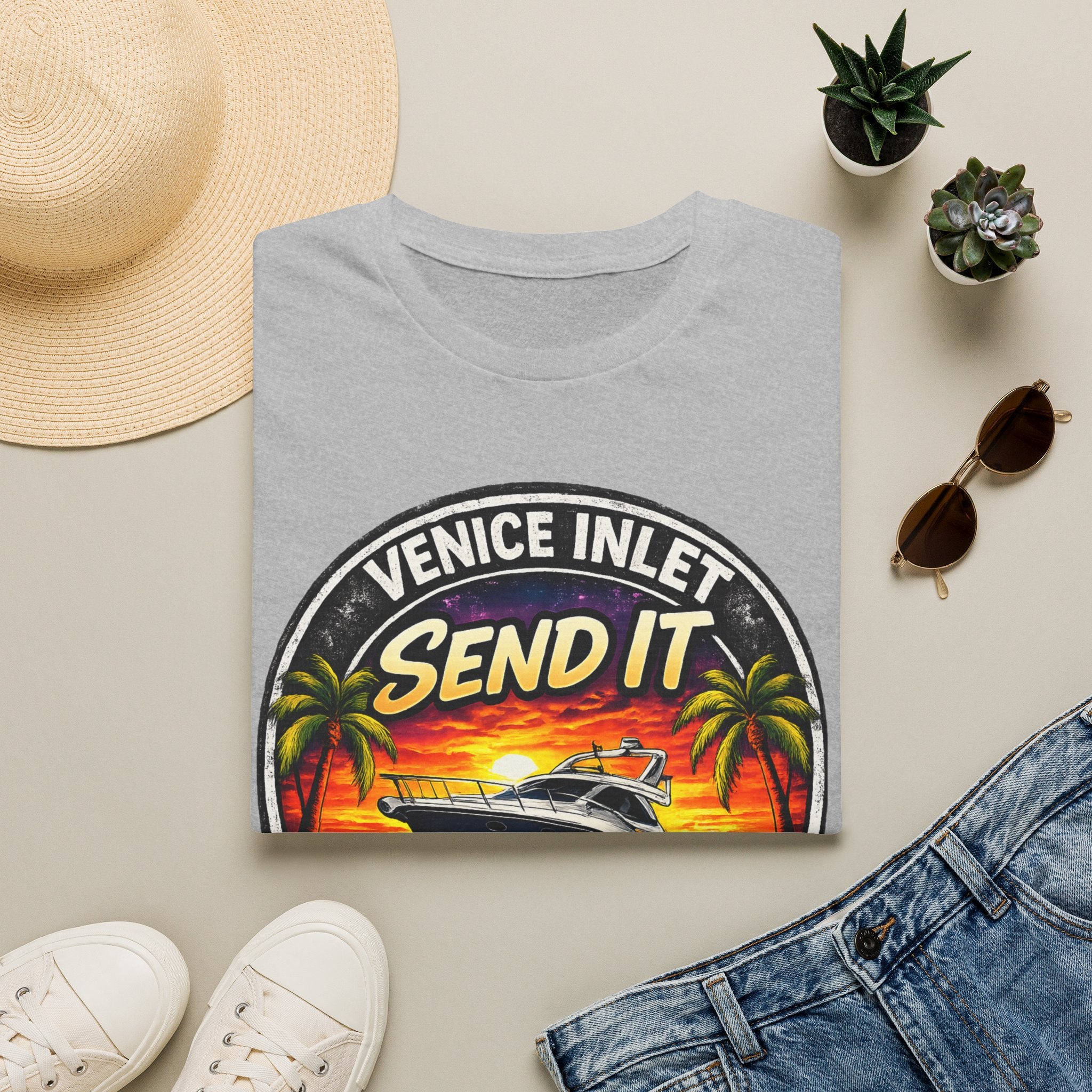 Venice Inlet Florida Tee | Gulf Coast Boating & Offshore Fishing Shirt for Men | Gildan 6400 Venice Florida T-Shirt